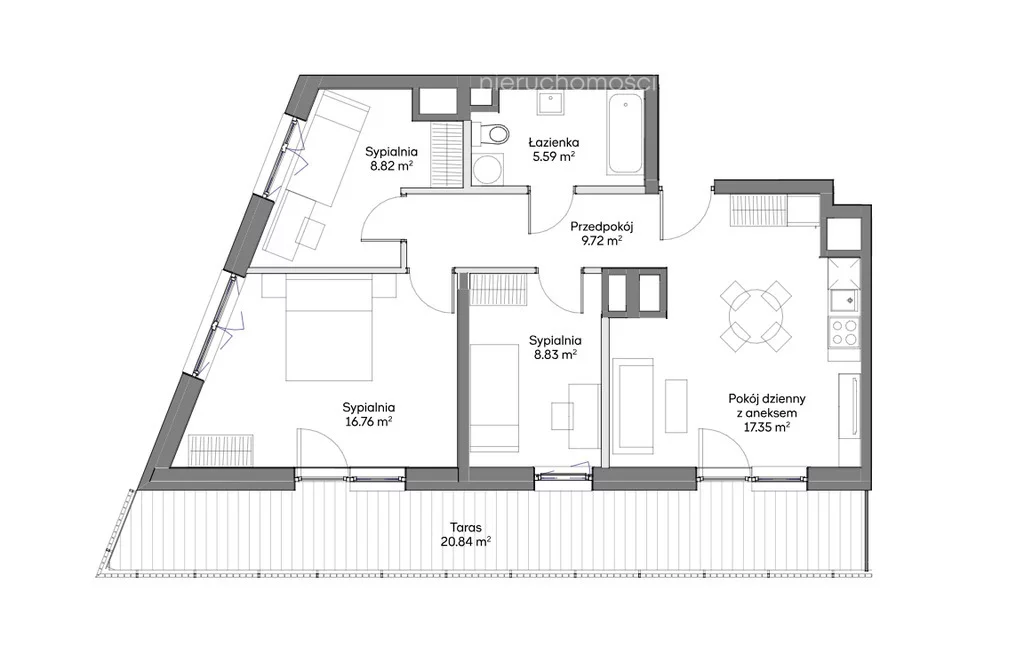 4 pokoje, mieszkanie 67,07 m², piętro 6, oferta nr , 33466/3685/OMS, Warszawa, Praga Południe, Praga Południe
