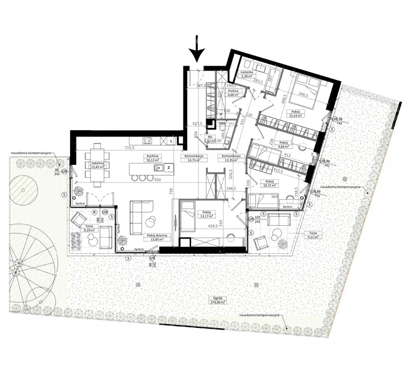 5 pokoi, mieszkanie 134,30 m², parter, oferta nr , 38408/3685/OMS, Poznań, Sołacz, Sołacz, Kazimierza Pułaskiego