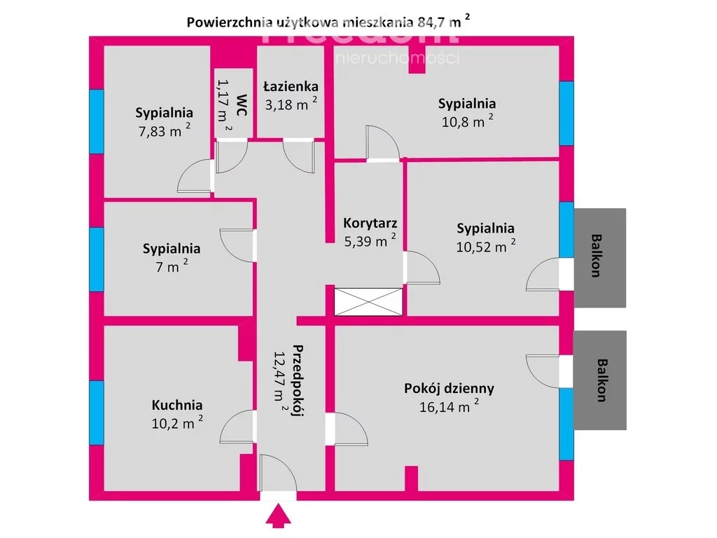 5 pokoi, mieszkanie 84,70 m², piętro 4, oferta nr , 39832/3685/OMS, Rzeszów, Stefana Starzyńskiego