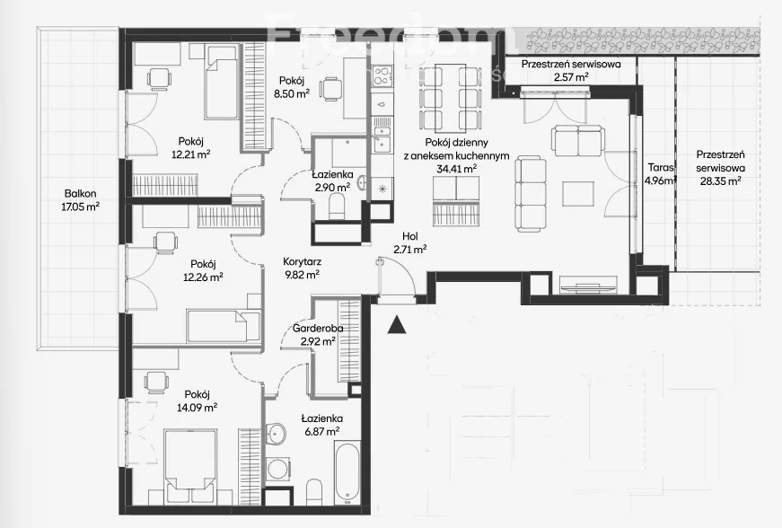 5 pokoi, mieszkanie 106,69 m², piętro 8, oferta nr , 33492/3685/OMS, Warszawa, Mokotów, Mokotów