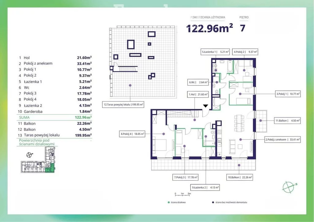 5 pokoi, mieszkanie 125,77 m², piętro 7, oferta nr , 40688/3685/OMS, Warszawa, Mokotów, Mokotów