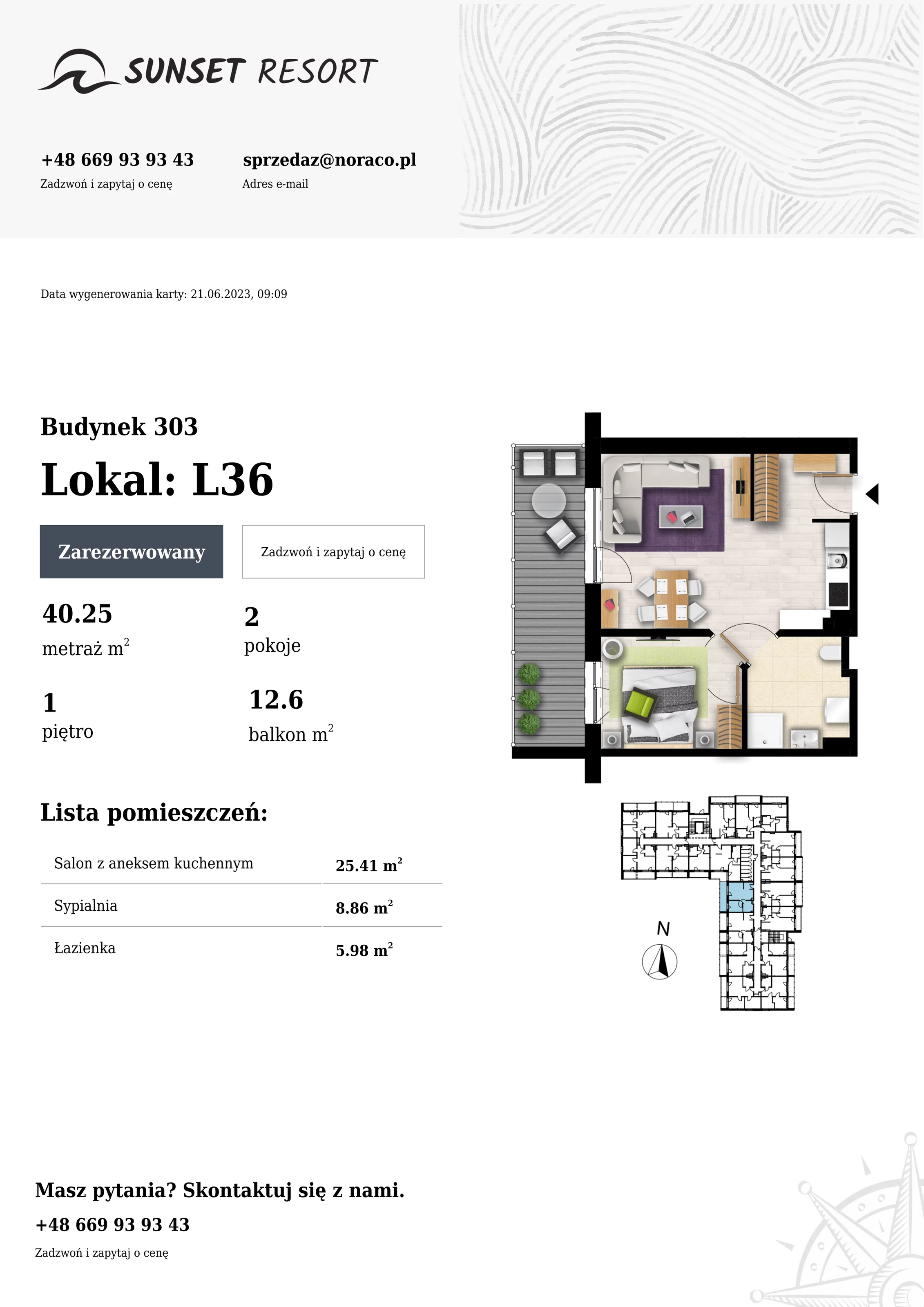 Apartament 40,25 m², piętro 1, oferta nr L36, Sunset Resort, Grzybowo, ul. Nadmorska 106