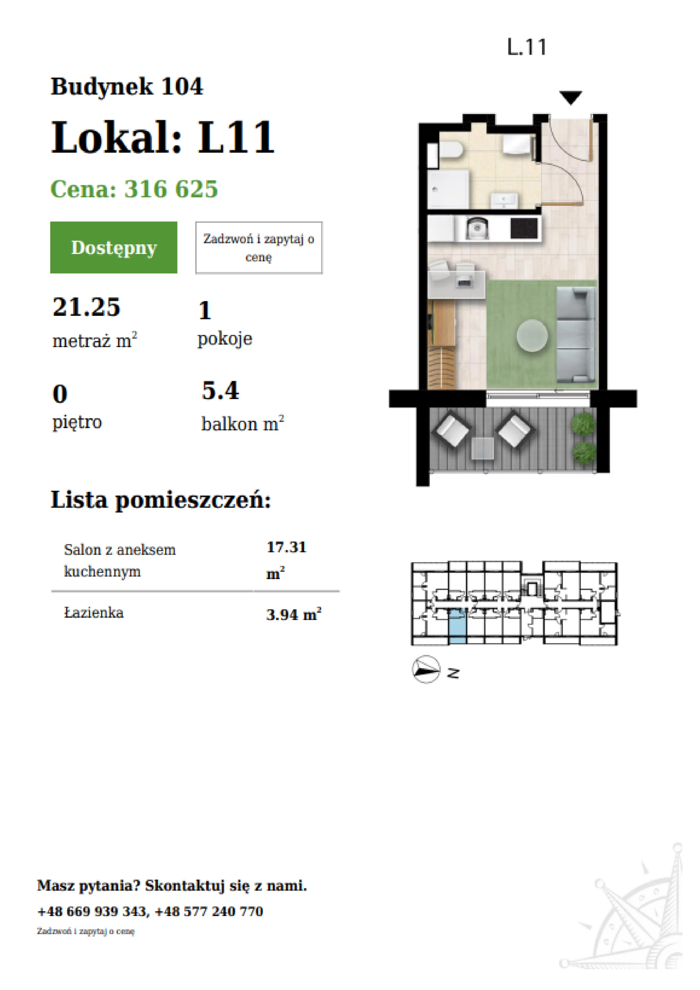 1 pokój, apartament 21,25 m², parter, oferta nr 104-L11, Sunset Resort, Grzybowo, ul. Nadmorska 106
