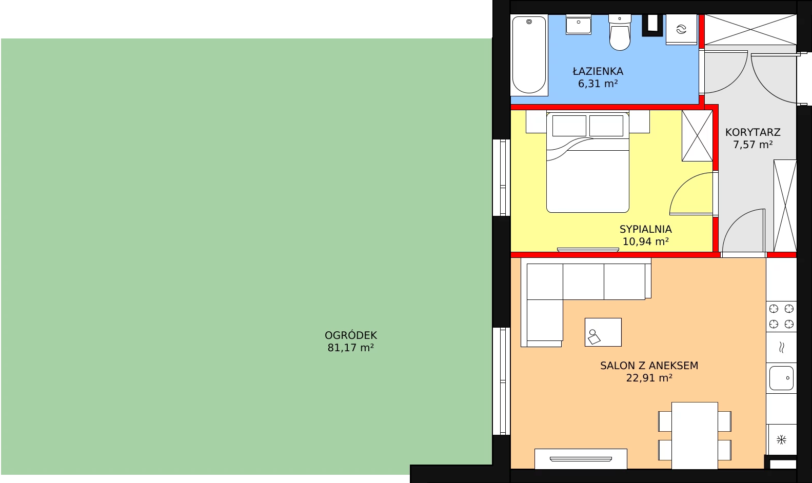 Mieszkanie 47,73 m², parter, oferta nr 3, Zielone Zamienie VIII, Zamienie, ul. Herbaciana / Zakładowa