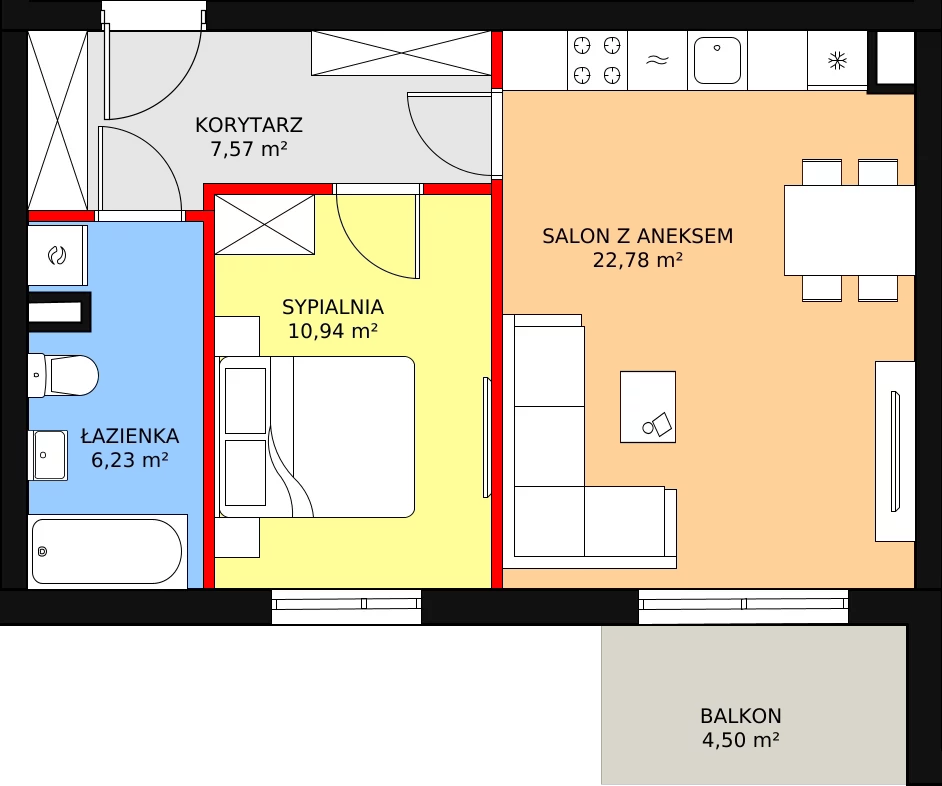 2 pokoje, mieszkanie 47,52 m², piętro 1, oferta nr 7, Zielone Zamienie VIII, Zamienie, ul. Herbaciana / Zakładowa