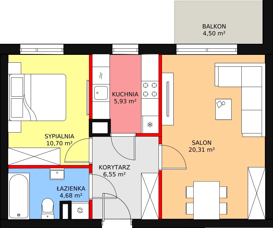 Mieszkanie 48,17 m², piętro 1, oferta nr 10, Zielone Zamienie VIII, Zamienie, ul. Herbaciana / Zakładowa