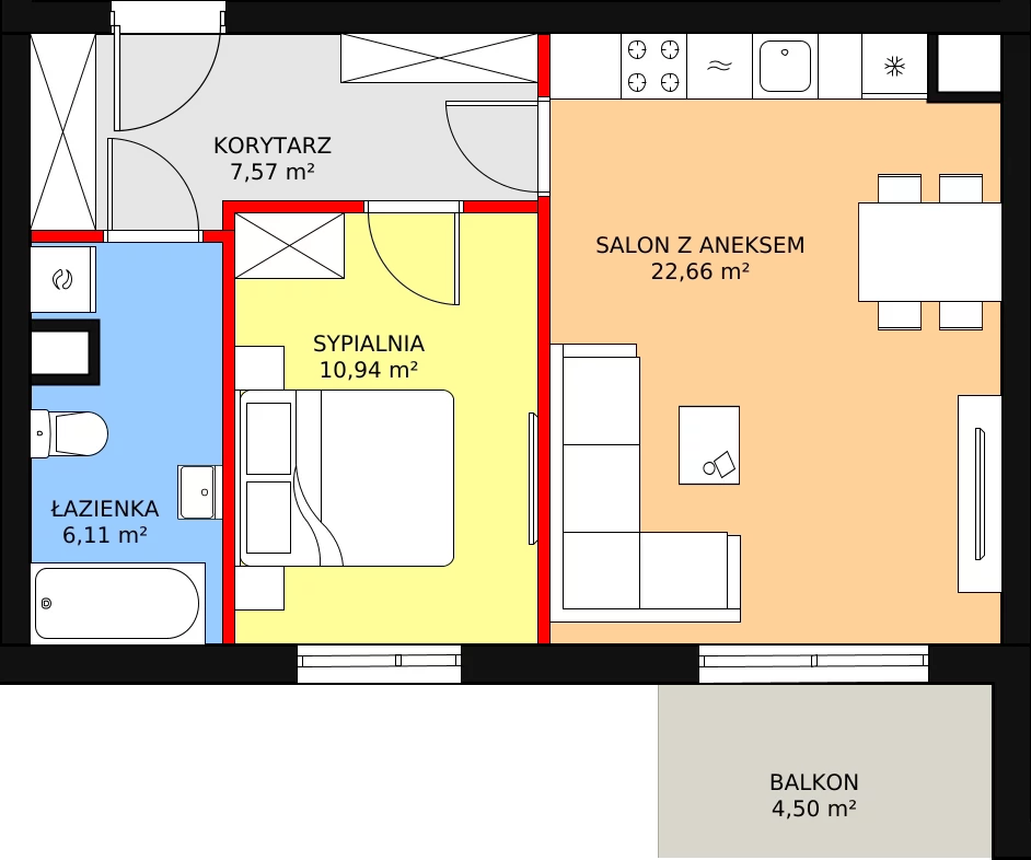 Mieszkanie 47,28 m², piętro 2, oferta nr 13, Zielone Zamienie VIII, Zamienie, ul. Herbaciana / Zakładowa