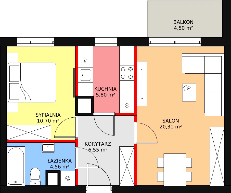 Mieszkanie 47,92 m², piętro 2, oferta nr 16, Zielone Zamienie VIII, Zamienie, ul. Herbaciana / Zakładowa