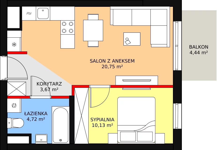 Mieszkanie 39,27 m², piętro 3, oferta nr 117, Zielone Zamienie VIII, Zamienie, ul. Herbaciana / Zakładowa