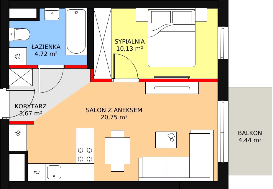 Mieszkanie 39,27 m², piętro 3, oferta nr 118, Zielone Zamienie VIII, Zamienie, ul. Herbaciana / Zakładowa