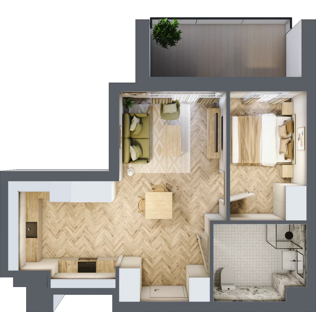 2 pokoje, apartament 41,58 m², piętro 1, oferta nr 1, Ornament, Szczecin, Śródmieście, Nowe Miasto, ul. Powstańców Wielkopolskich 100
