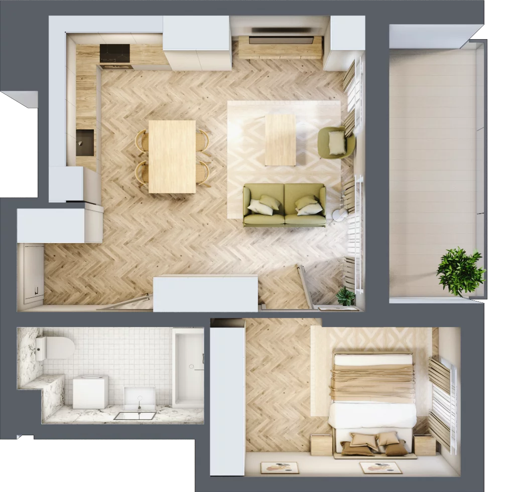 2 pokoje, apartament 47,31 m², piętro 1, oferta nr 2, Ornament, Szczecin, Śródmieście, Nowe Miasto, ul. Powstańców Wielkopolskich 100