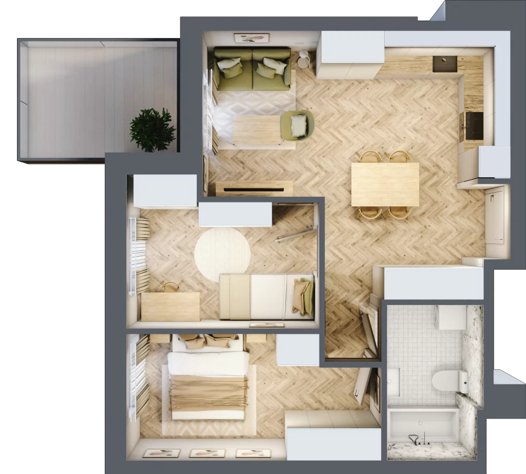 3 pokoje, apartament 52,42 m², piętro 1, oferta nr 5, Ornament, Szczecin, Śródmieście, Nowe Miasto, ul. Powstańców Wielkopolskich 100