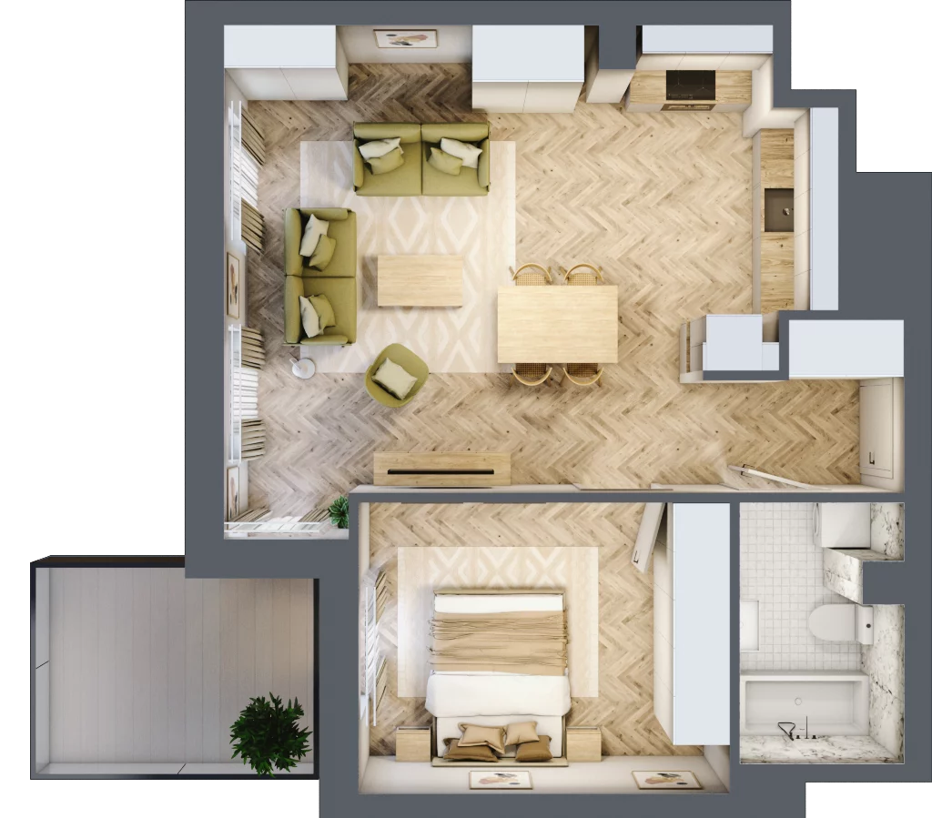 2 pokoje, apartament 51,62 m², piętro 1, oferta nr 6, Ornament, Szczecin, Śródmieście, Nowe Miasto, ul. Powstańców Wielkopolskich 100