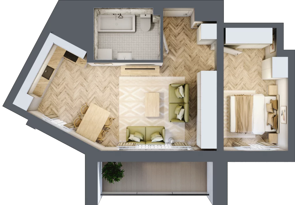2 pokoje, apartament 44,57 m², piętro 2, oferta nr 22, Ornament, Szczecin, Śródmieście, Nowe Miasto, ul. Powstańców Wielkopolskich 100