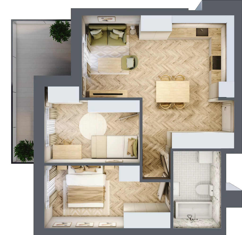 3 pokoje, mieszkanie 52,81 m², piętro 4, oferta nr 38, Ornament, Szczecin, Śródmieście, Nowe Miasto, ul. Powstańców Wielkopolskich 100