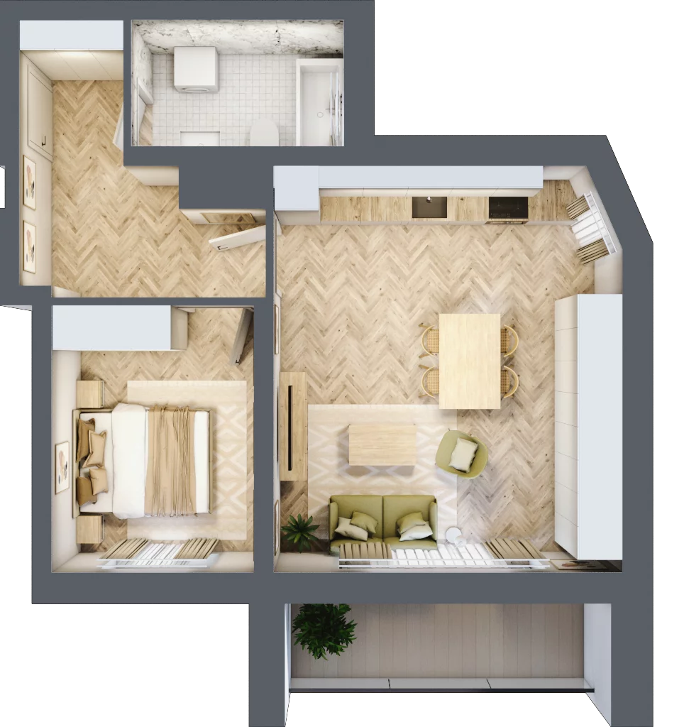 2 pokoje, apartament 48,60 m², piętro 6, oferta nr 65, Ornament, Szczecin, Śródmieście, Nowe Miasto, ul. Powstańców Wielkopolskich 100