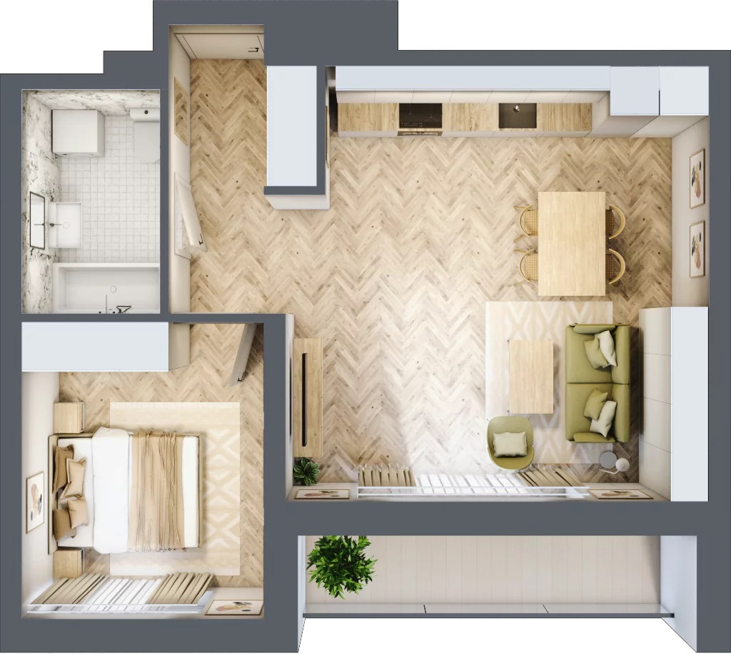 2 pokoje, apartament 48,37 m², piętro 13, oferta nr 116, Ornament, Szczecin, Śródmieście, Nowe Miasto, ul. Powstańców Wielkopolskich 100