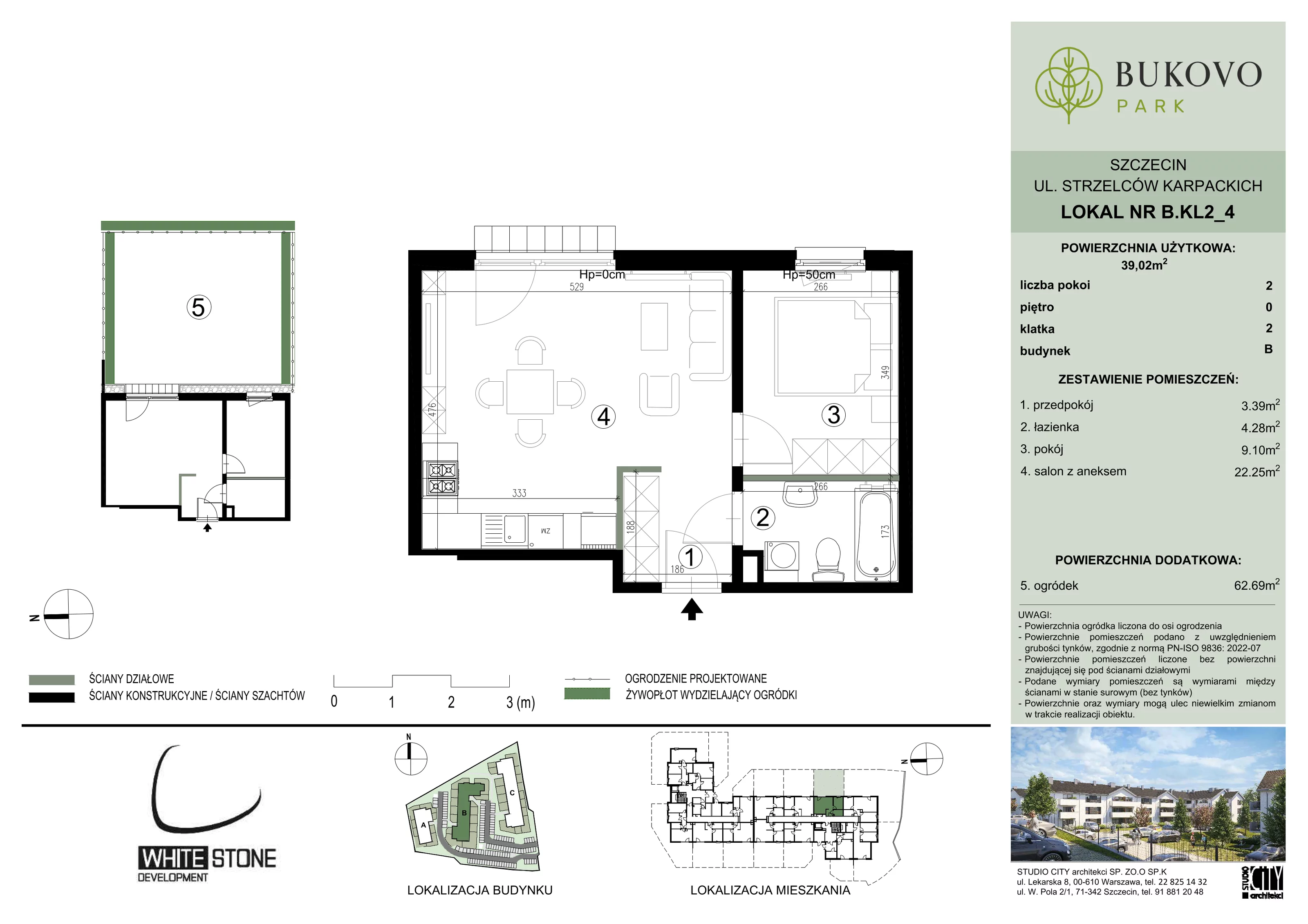 2 pokoje, mieszkanie 39,02 m², parter, oferta nr B_2_04, Bukovo Park, Szczecin, Północ, Bukowo, ul. Strzelców Karpackich