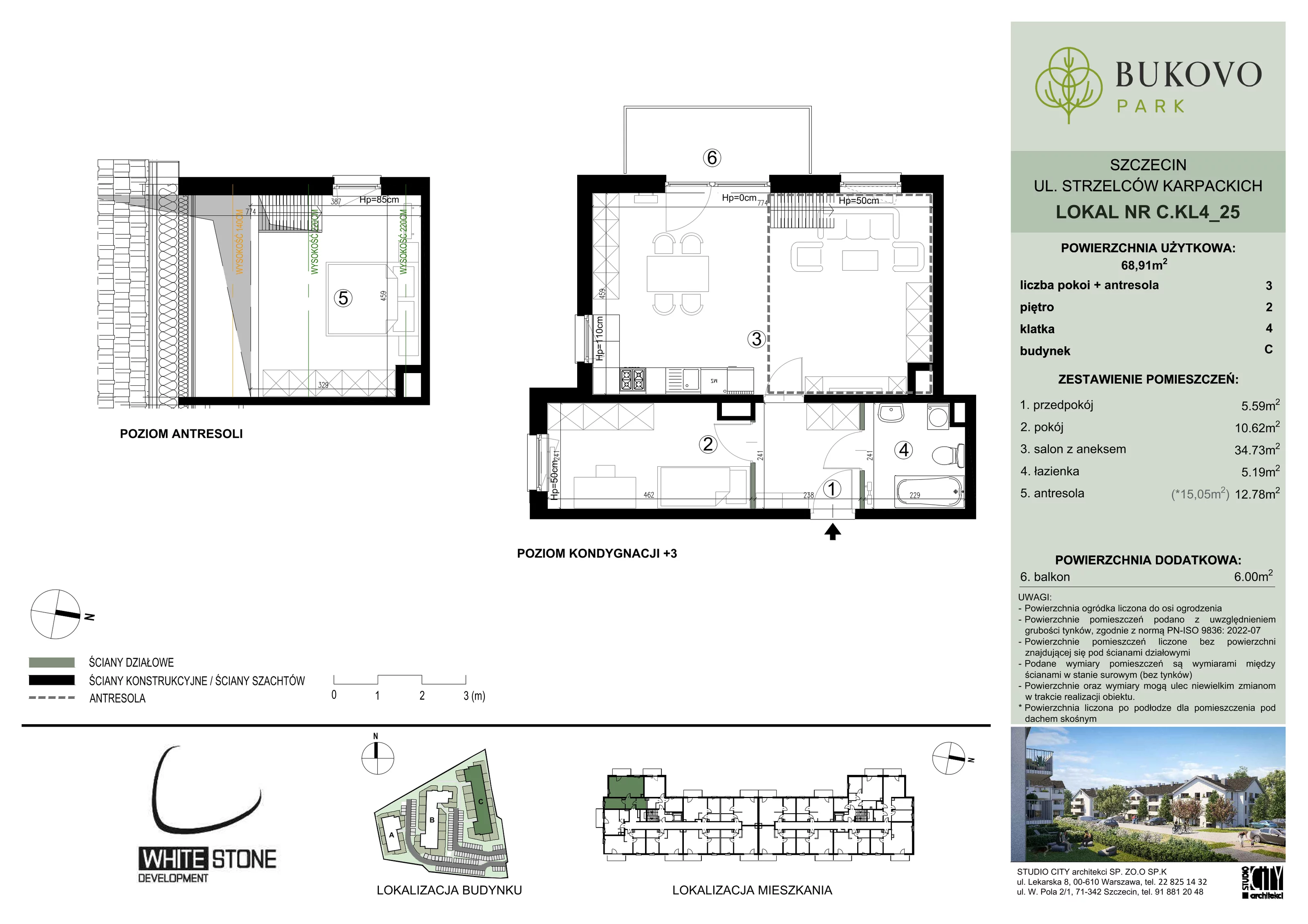 2 pokoje, mieszkanie 68,91 m², piętro 2, oferta nr C_4_25, Bukovo Park, Szczecin, Północ, Bukowo, ul. Strzelców Karpackich