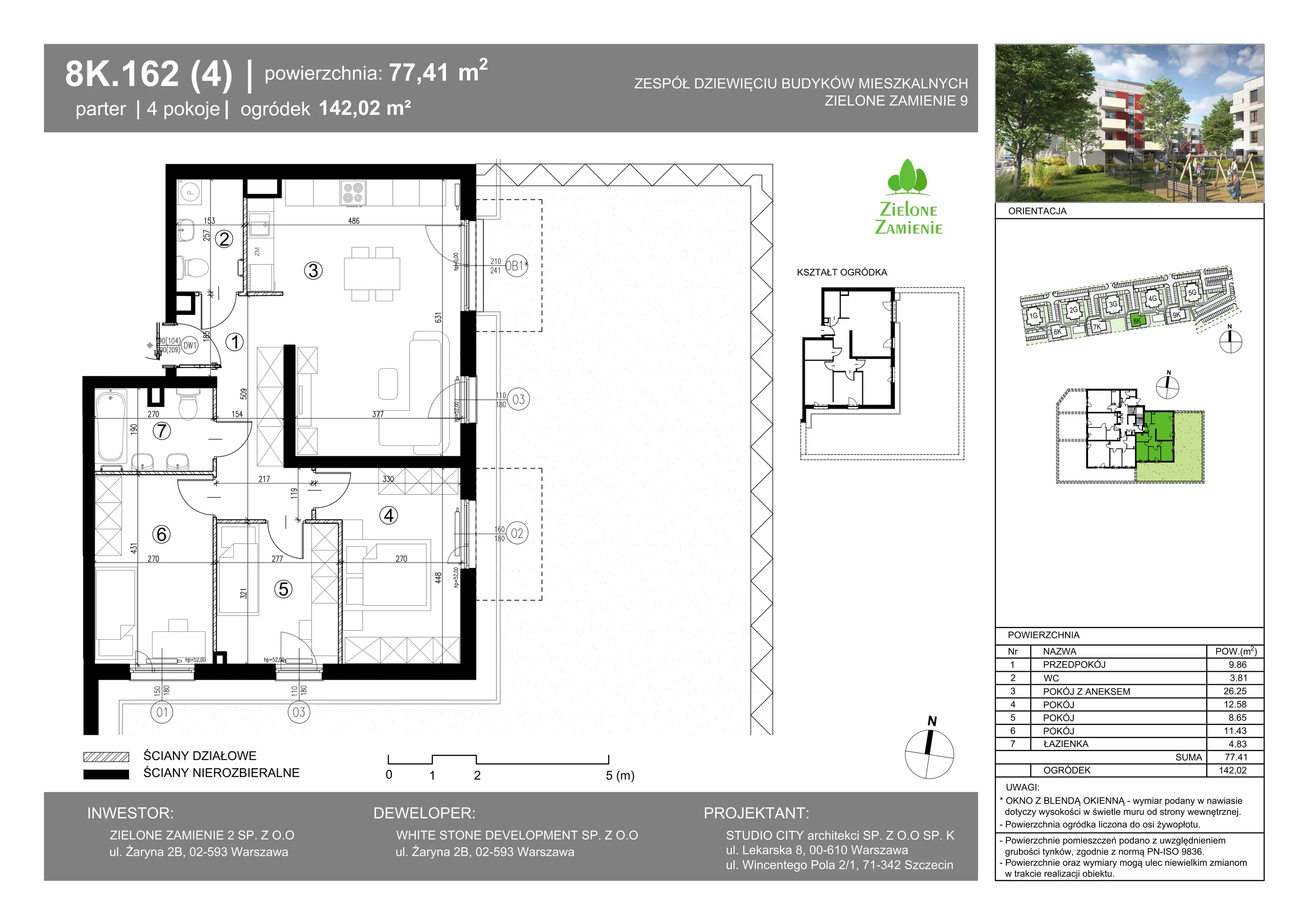 4 pokoje, mieszkanie 77,41 m², parter, oferta nr 162, Zielone Zamienie IX, Zamienie, ul. Czekoladowa