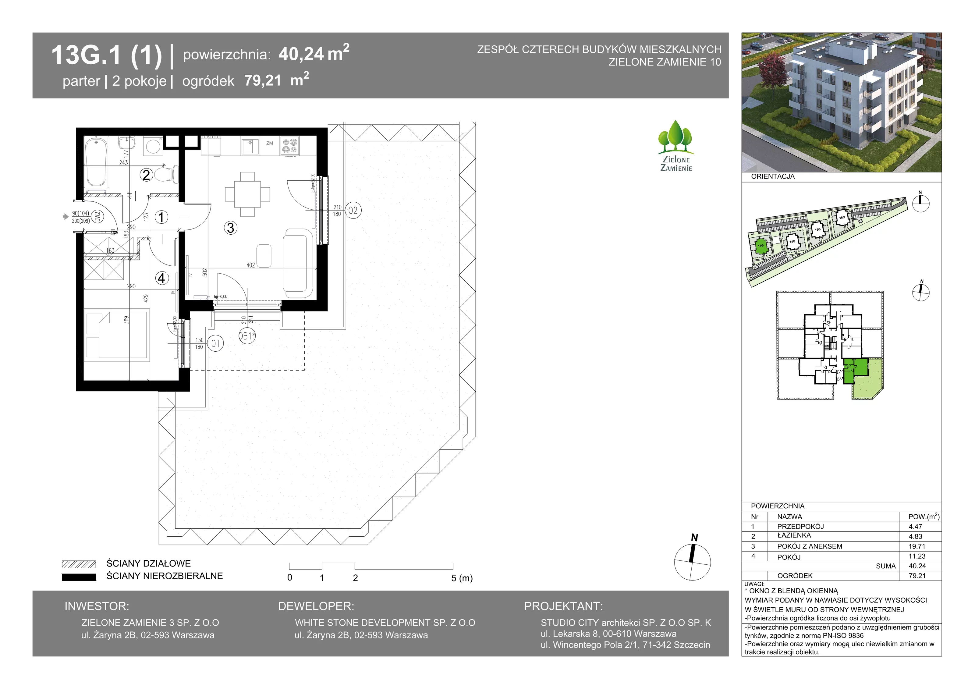 2 pokoje, mieszkanie 40,24 m², parter, oferta nr 13G.01, Zielone Zamienie X, Zamienie, ul. Czekoladowa / Herbaciana