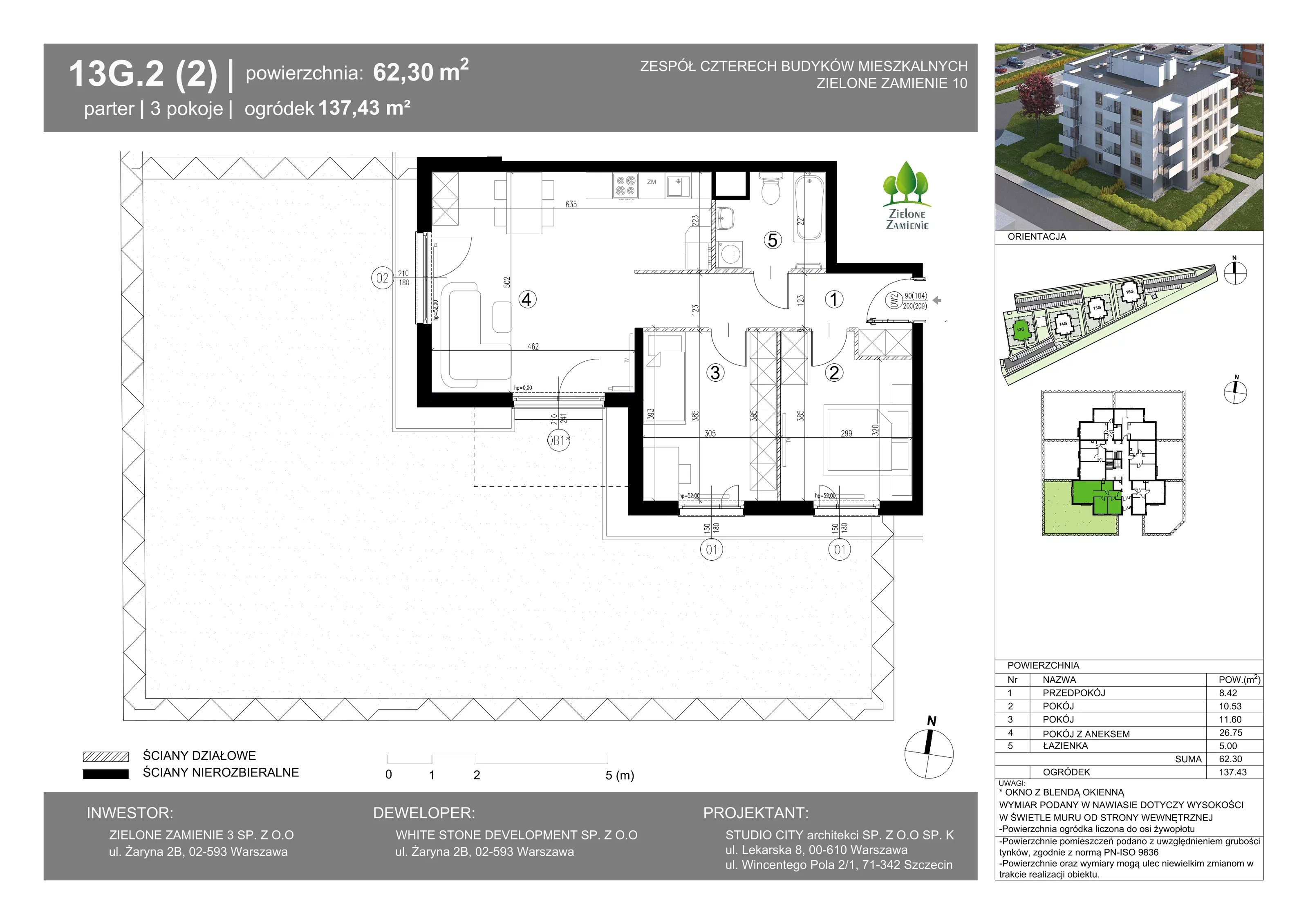 3 pokoje, mieszkanie 62,30 m², parter, oferta nr 13G.02, Zielone Zamienie X, Zamienie, ul. Czekoladowa / Herbaciana