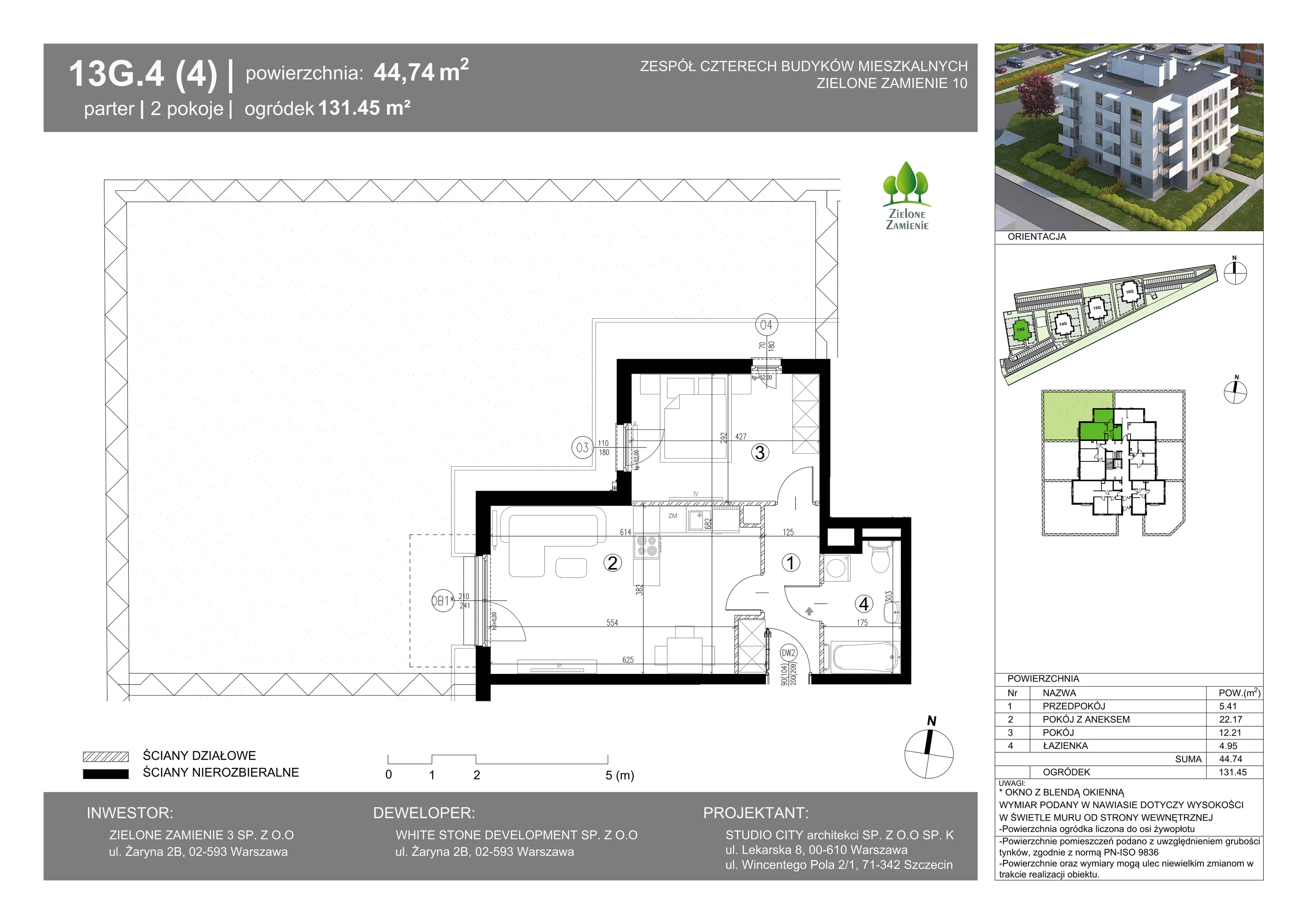 2 pokoje, mieszkanie 44,74 m², parter, oferta nr 13G.04, Zielone Zamienie X, Zamienie, ul. Czekoladowa / Herbaciana