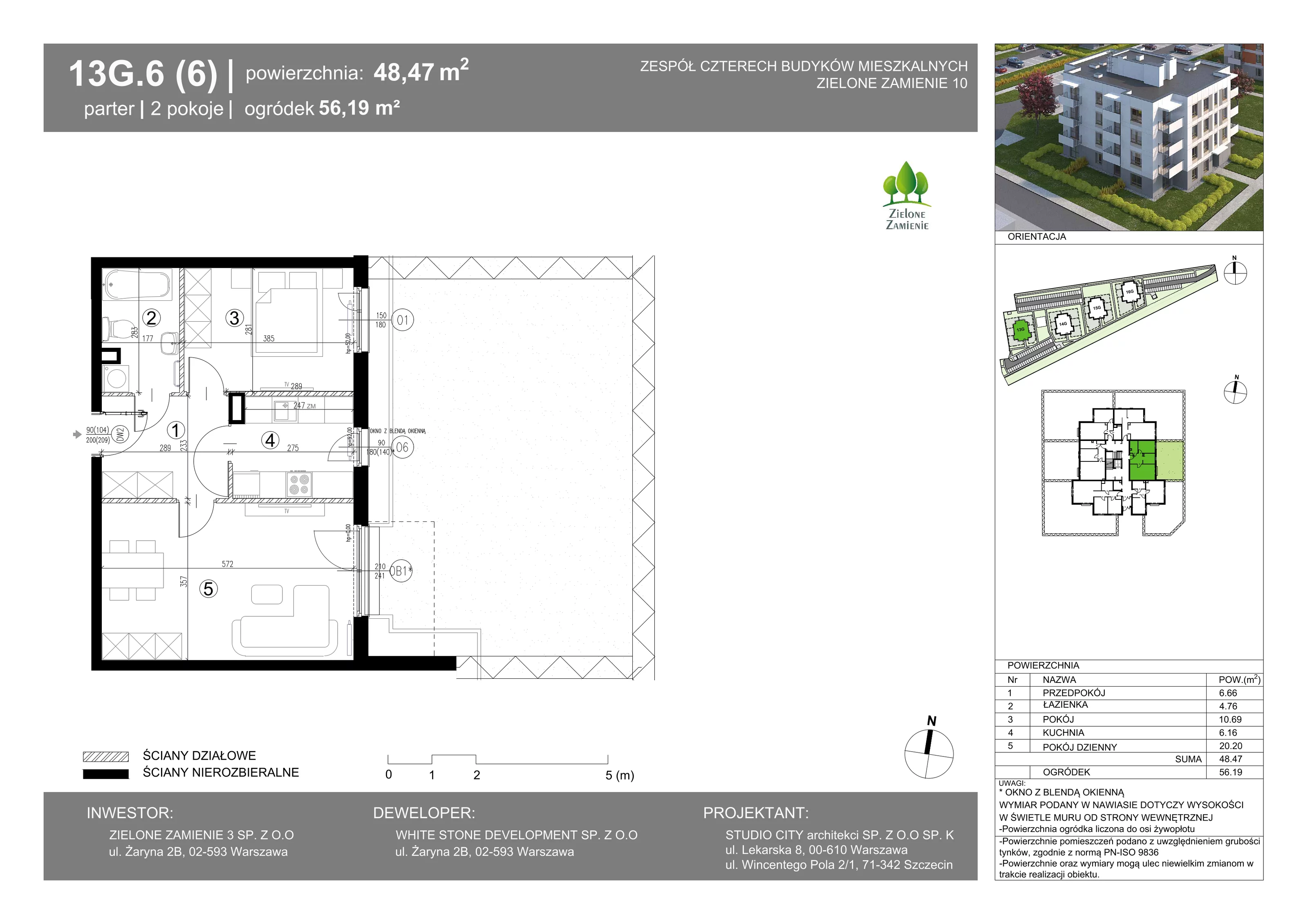 2 pokoje, mieszkanie 48,47 m², parter, oferta nr 13G.06, Zielone Zamienie X, Zamienie, ul. Czekoladowa / Herbaciana