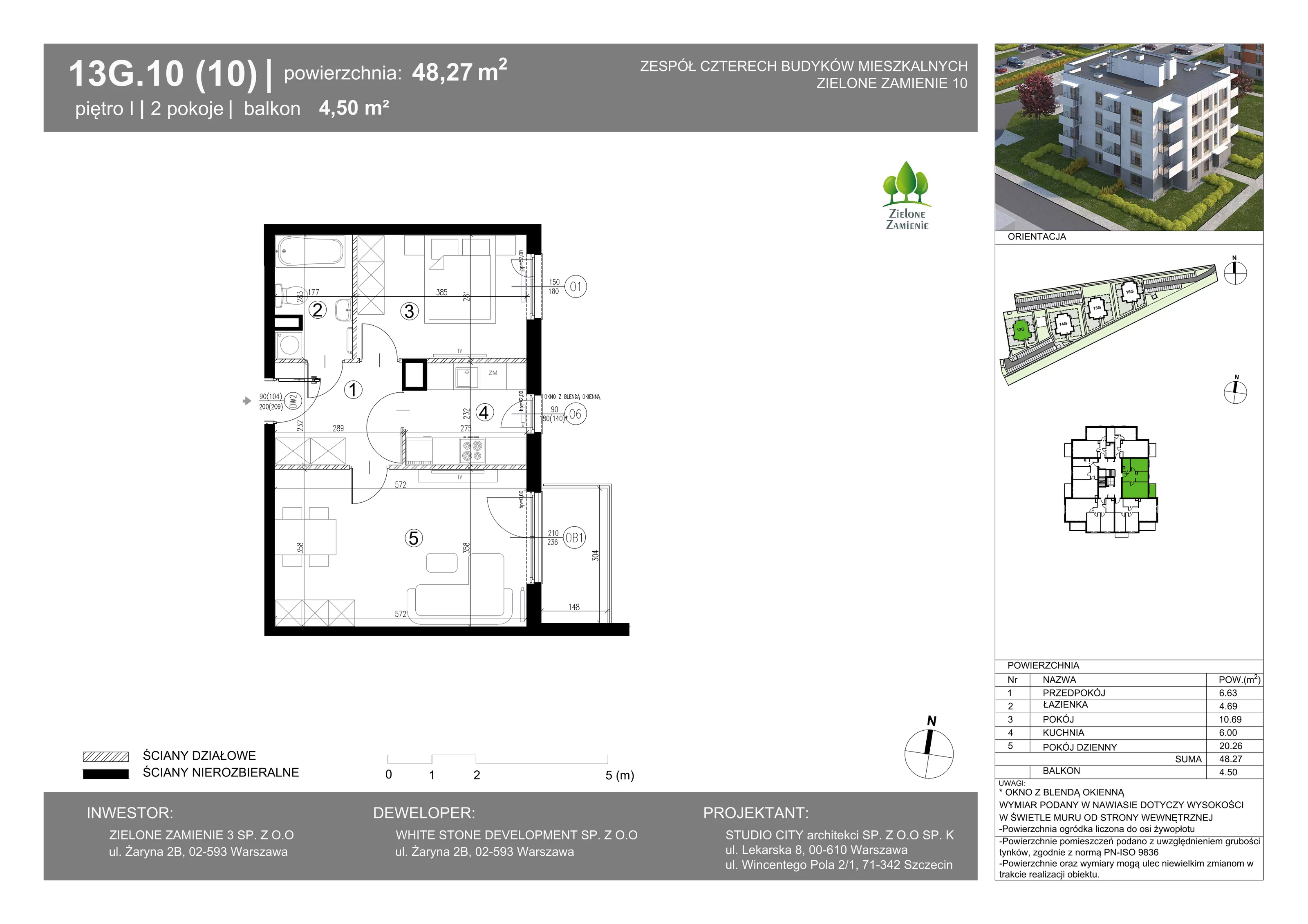 2 pokoje, mieszkanie 48,27 m², piętro 1, oferta nr 13G.10, Zielone Zamienie X, Zamienie, ul. Czekoladowa / Herbaciana