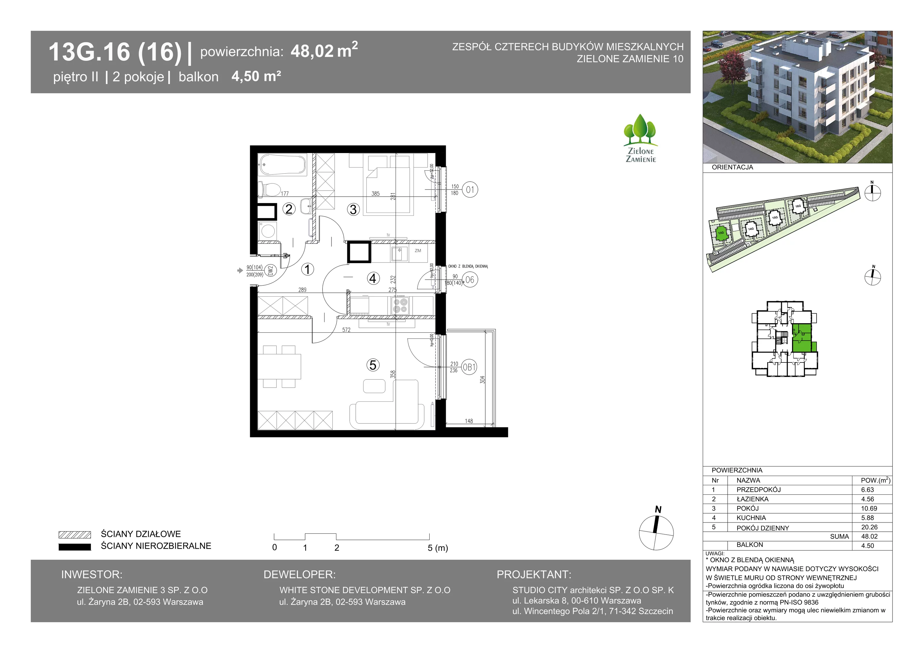 2 pokoje, mieszkanie 48,02 m², piętro 2, oferta nr 13G.16, Zielone Zamienie X, Zamienie, ul. Czekoladowa / Herbaciana