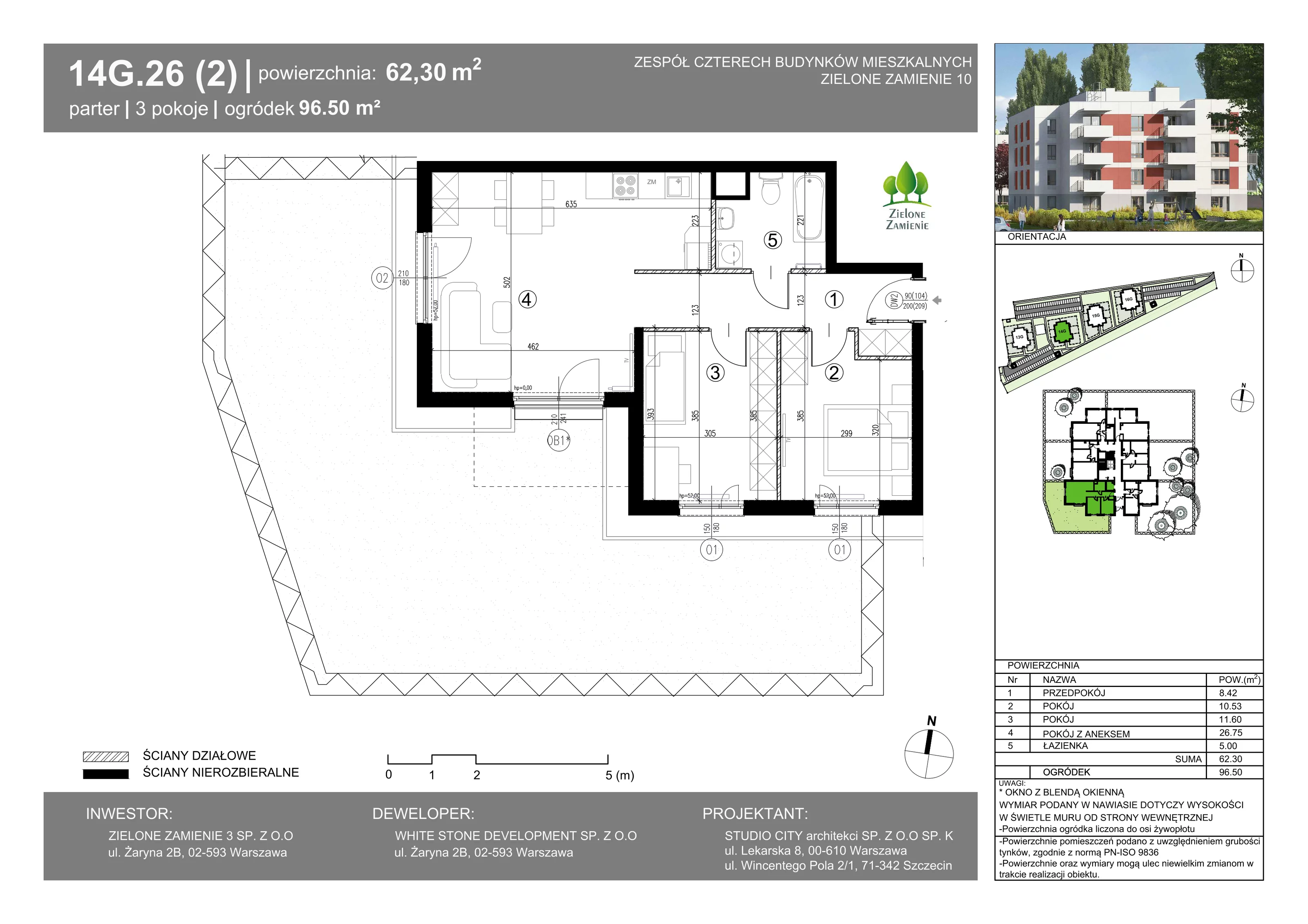 3 pokoje, mieszkanie 62,30 m², parter, oferta nr 14G.26, Zielone Zamienie X, Zamienie, ul. Czekoladowa / Herbaciana