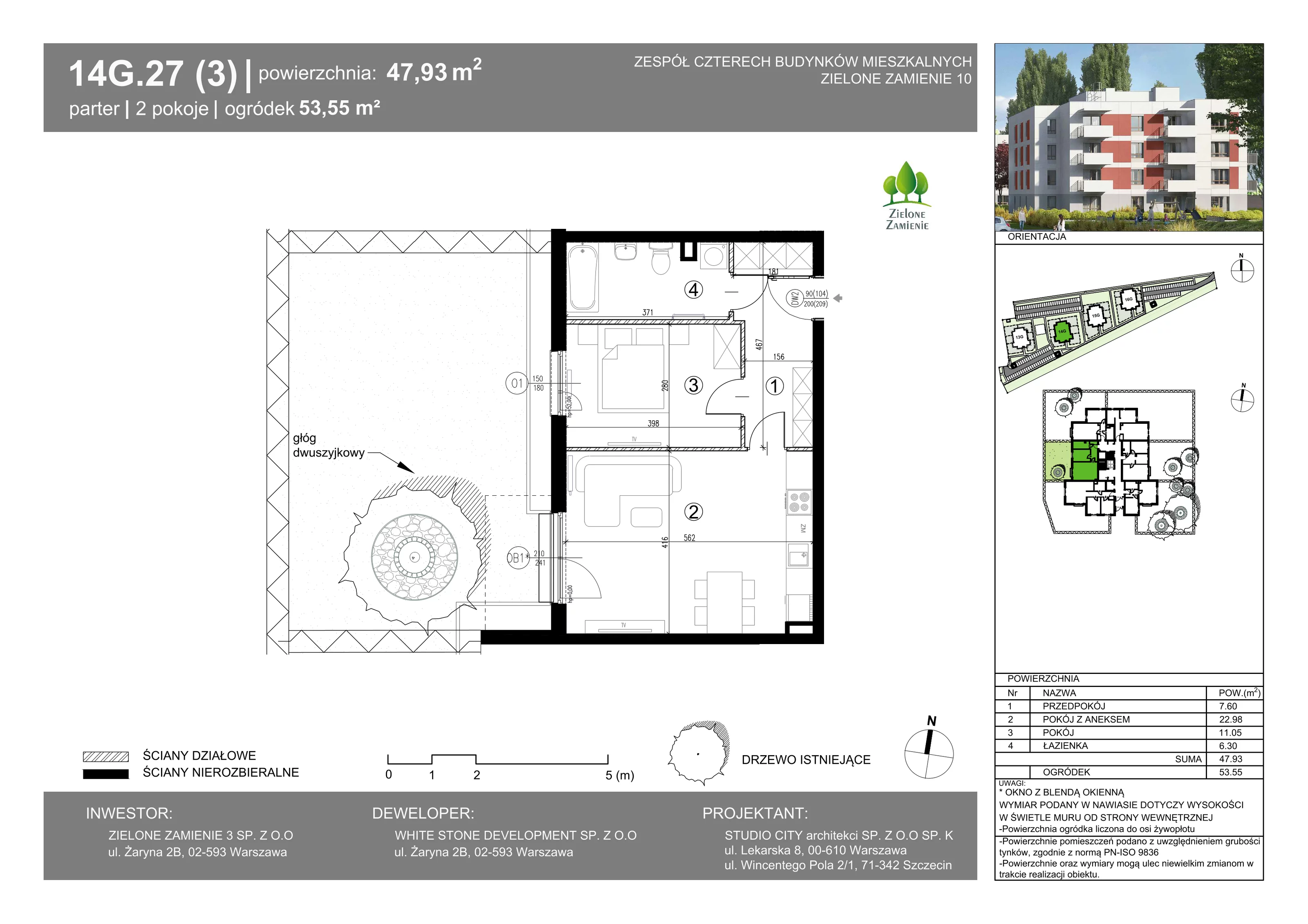 2 pokoje, mieszkanie 47,93 m², parter, oferta nr 14G.27, Zielone Zamienie X, Zamienie, ul. Czekoladowa / Herbaciana