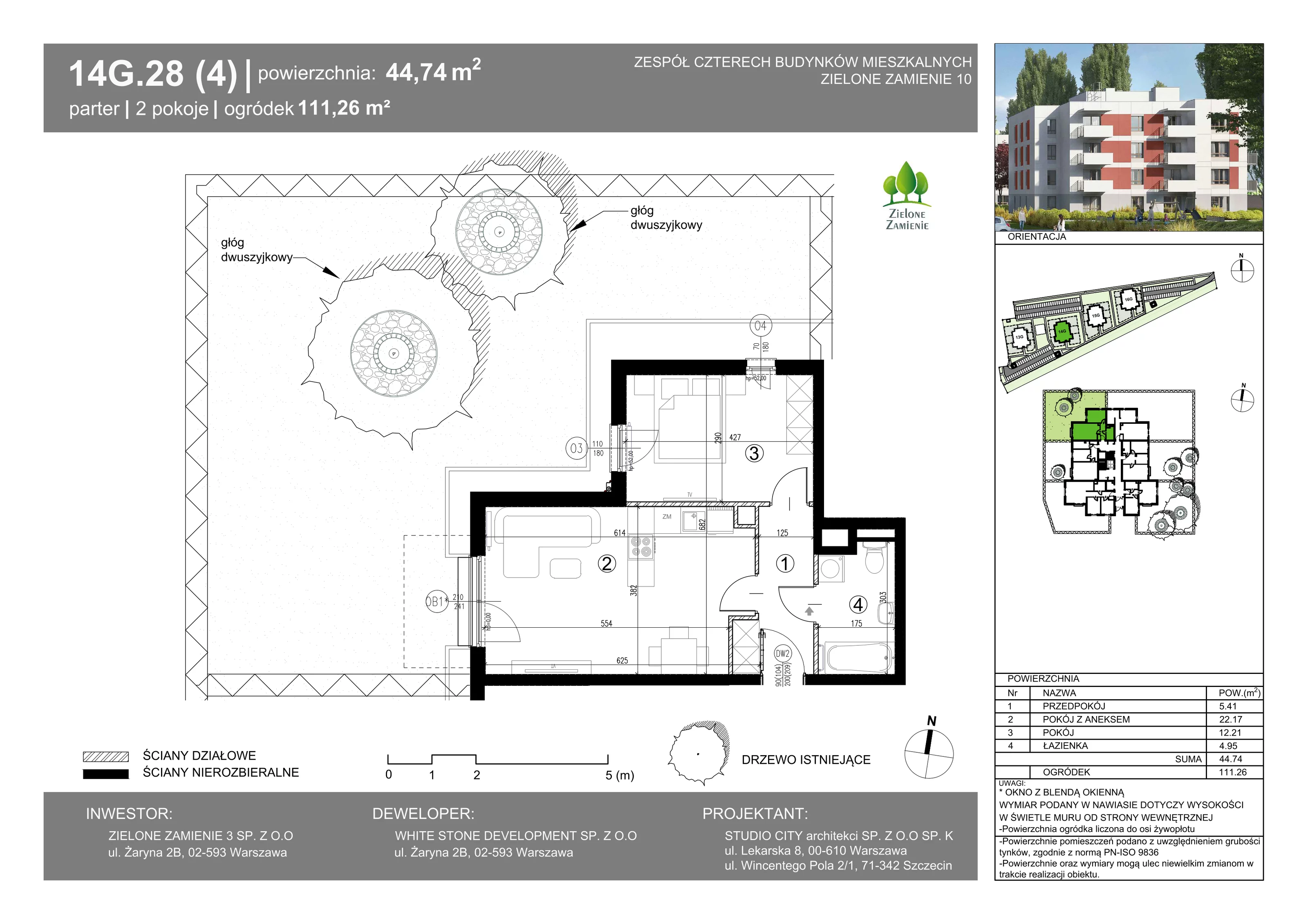 2 pokoje, mieszkanie 44,74 m², parter, oferta nr 14G.28, Zielone Zamienie X, Zamienie, ul. Czekoladowa / Herbaciana