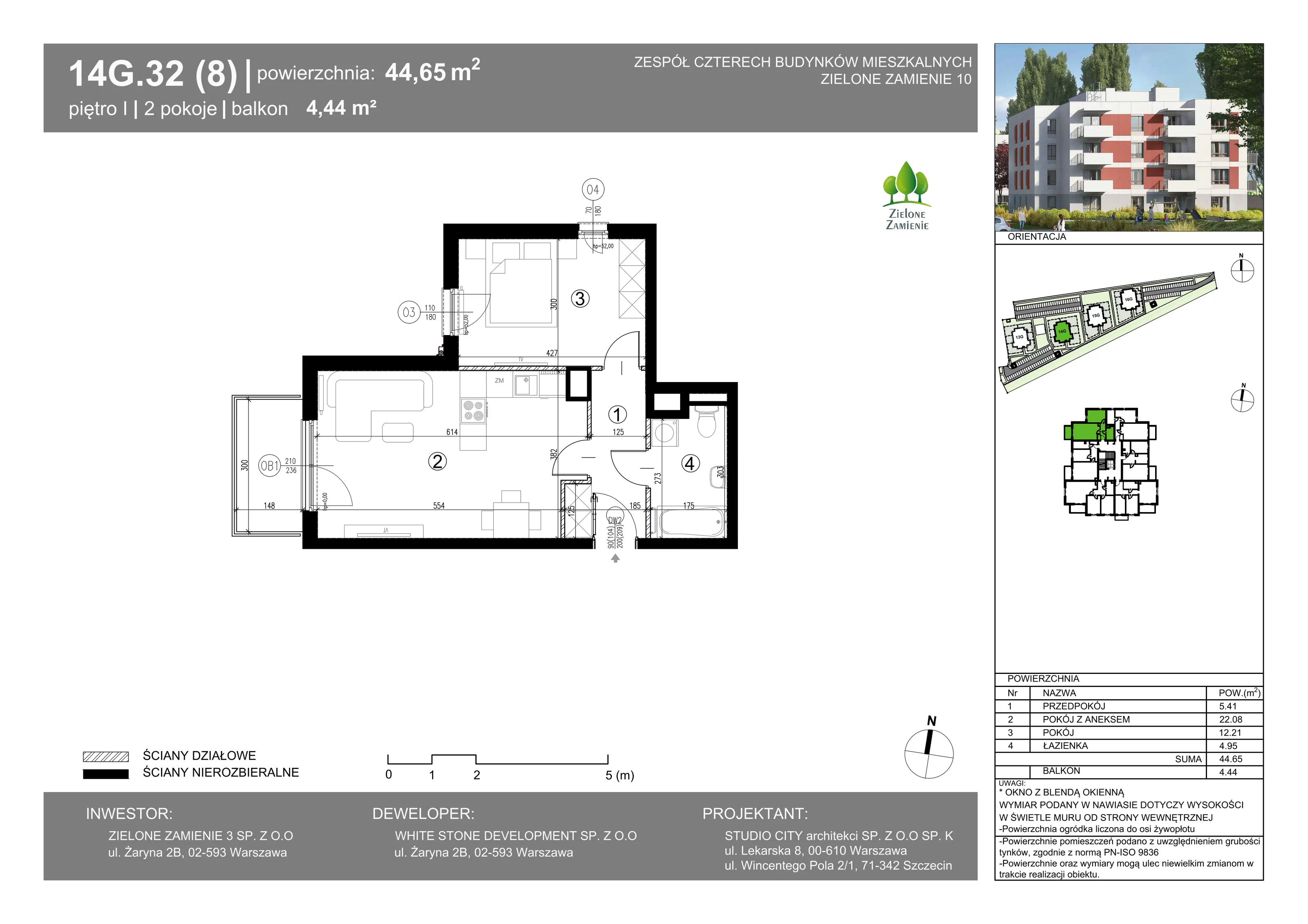 2 pokoje, mieszkanie 44,65 m², piętro 1, oferta nr 14G.32, Zielone Zamienie X, Zamienie, ul. Czekoladowa / Herbaciana