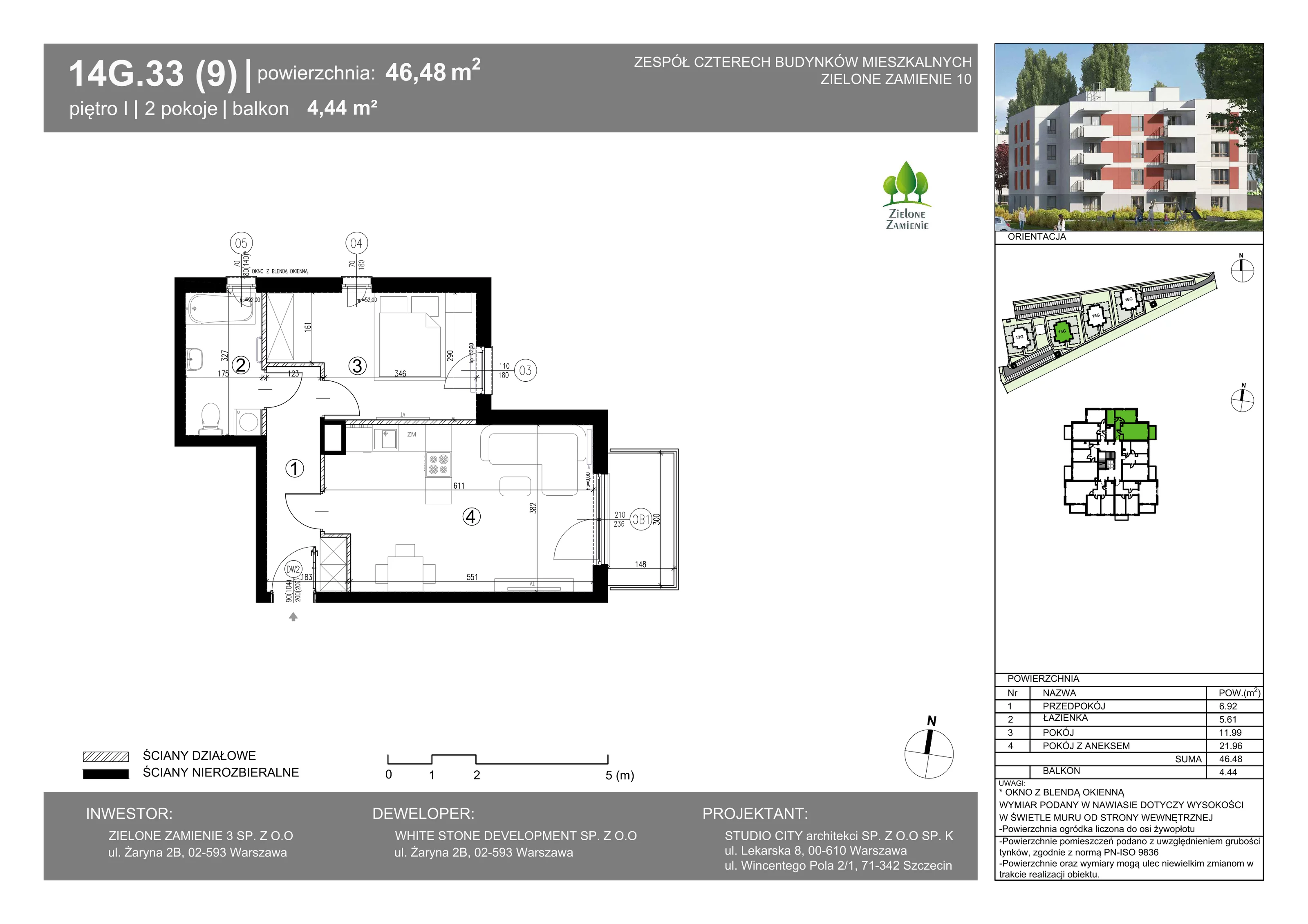 2 pokoje, mieszkanie 46,48 m², piętro 1, oferta nr 14G.33, Zielone Zamienie X, Zamienie, ul. Czekoladowa / Herbaciana