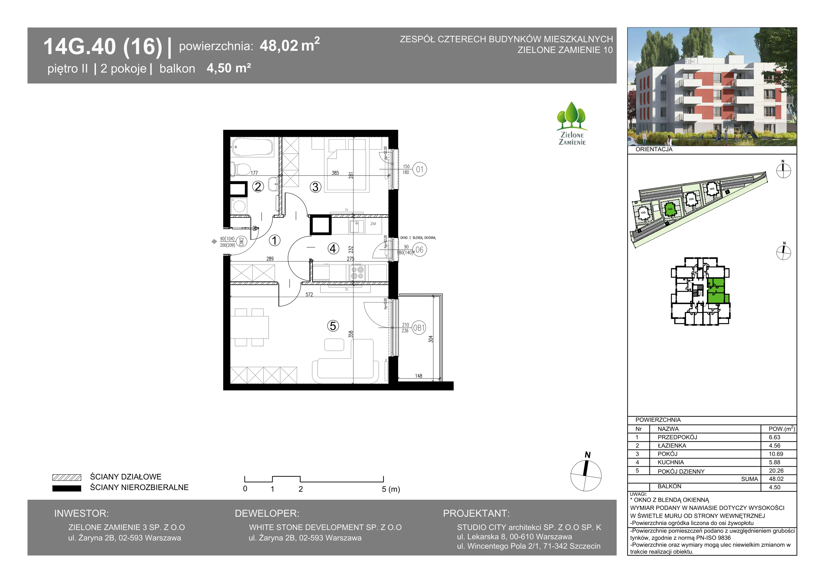 2 pokoje, mieszkanie 48,02 m², piętro 2, oferta nr 14G.40, Zielone Zamienie X, Zamienie, ul. Czekoladowa / Herbaciana