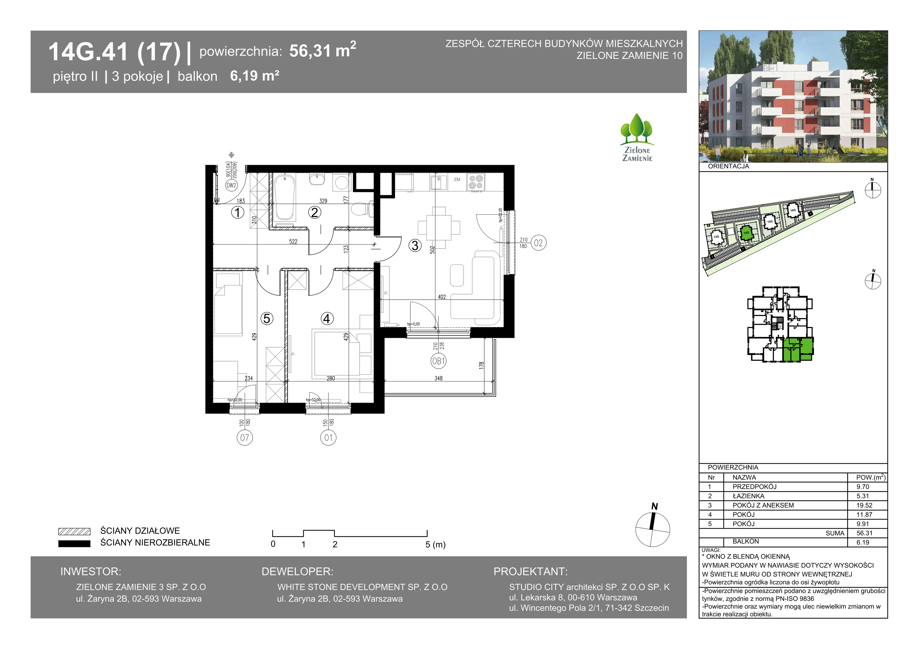3 pokoje, mieszkanie 56,31 m², piętro 2, oferta nr 14G.41, Zielone Zamienie X, Zamienie, ul. Czekoladowa / Herbaciana