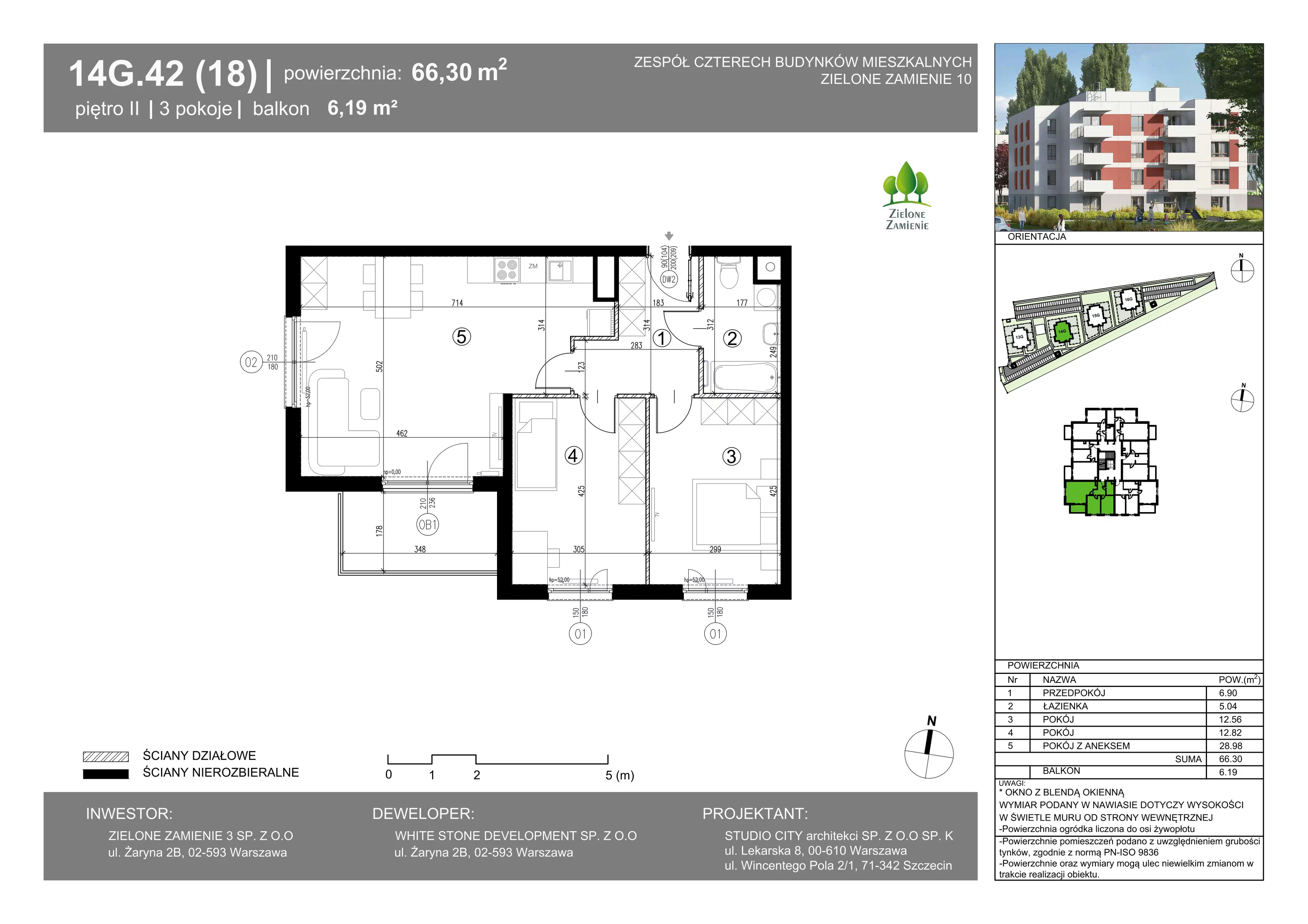 3 pokoje, mieszkanie 66,30 m², piętro 2, oferta nr 14G.42, Zielone Zamienie X, Zamienie, ul. Czekoladowa / Herbaciana