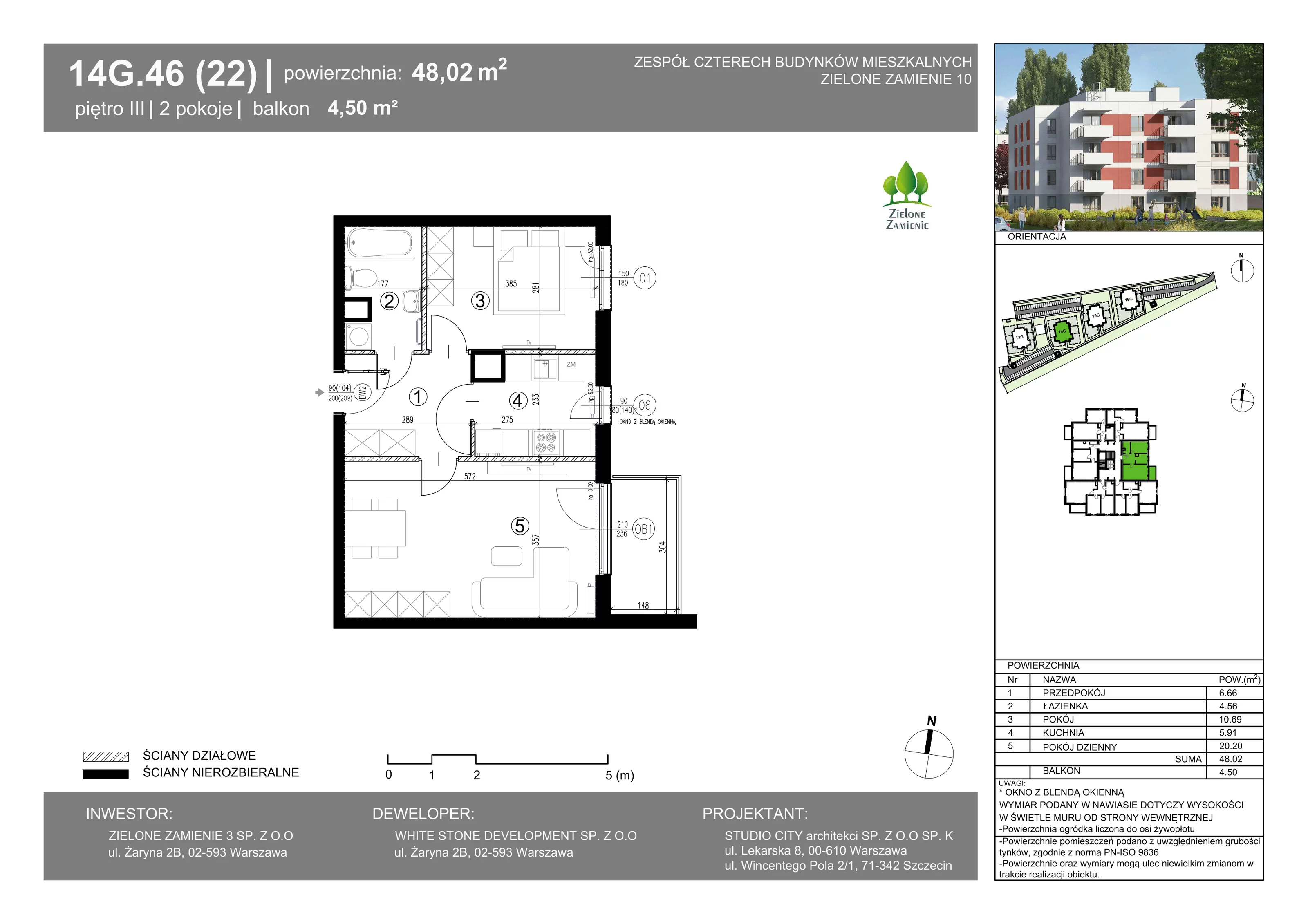 2 pokoje, mieszkanie 48,02 m², piętro 3, oferta nr 14G.46, Zielone Zamienie X, Zamienie, ul. Czekoladowa / Herbaciana