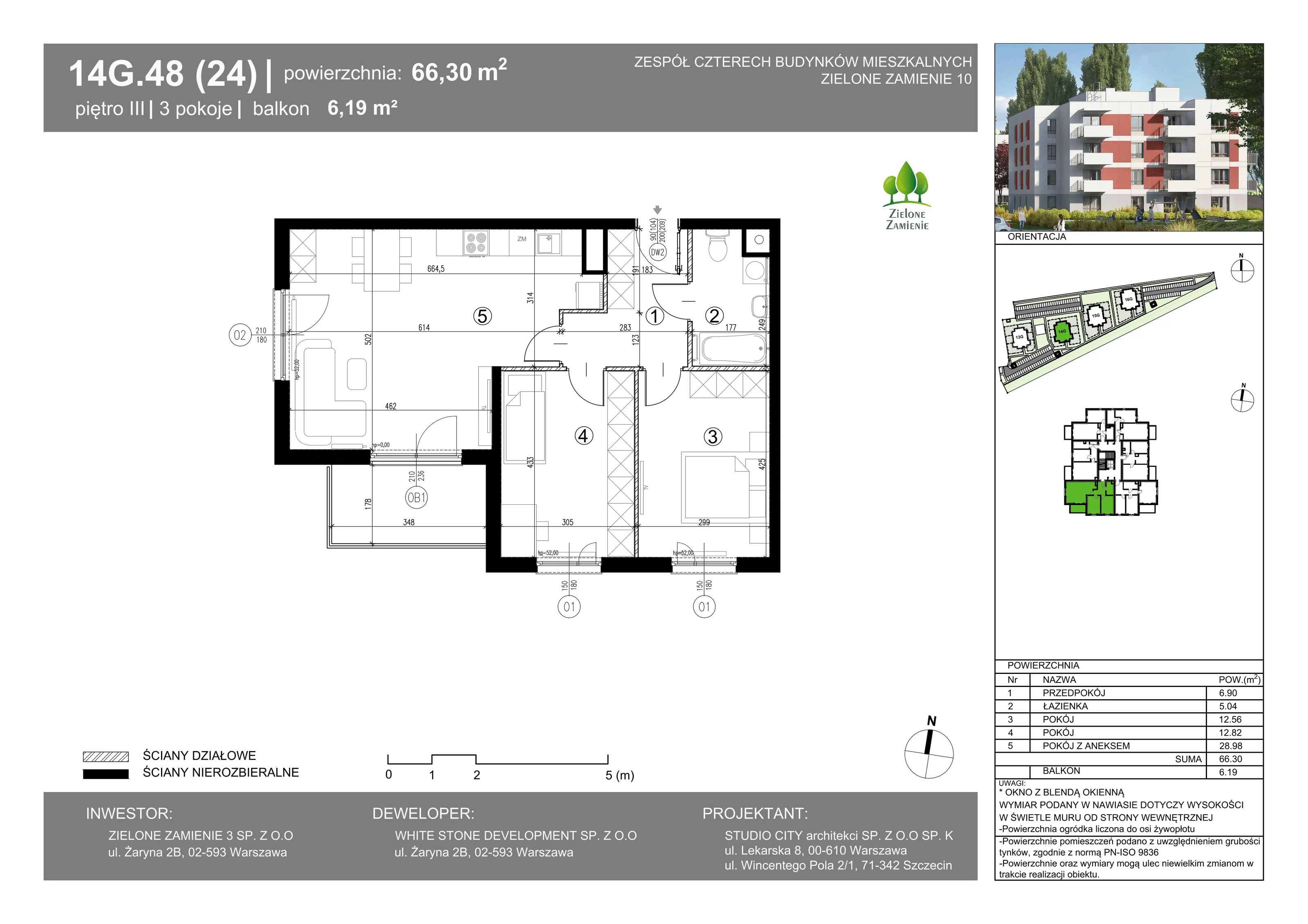 3 pokoje, mieszkanie 66,30 m², piętro 3, oferta nr 14G.48, Zielone Zamienie X, Zamienie, ul. Czekoladowa / Herbaciana
