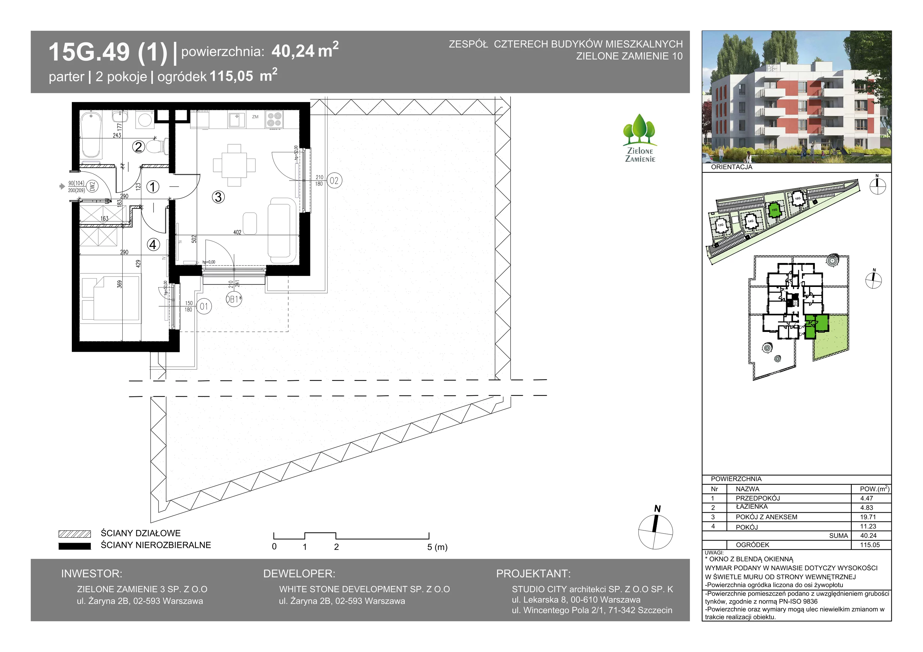 2 pokoje, mieszkanie 40,24 m², parter, oferta nr 15G.49, Zielone Zamienie X, Zamienie, ul. Czekoladowa / Herbaciana