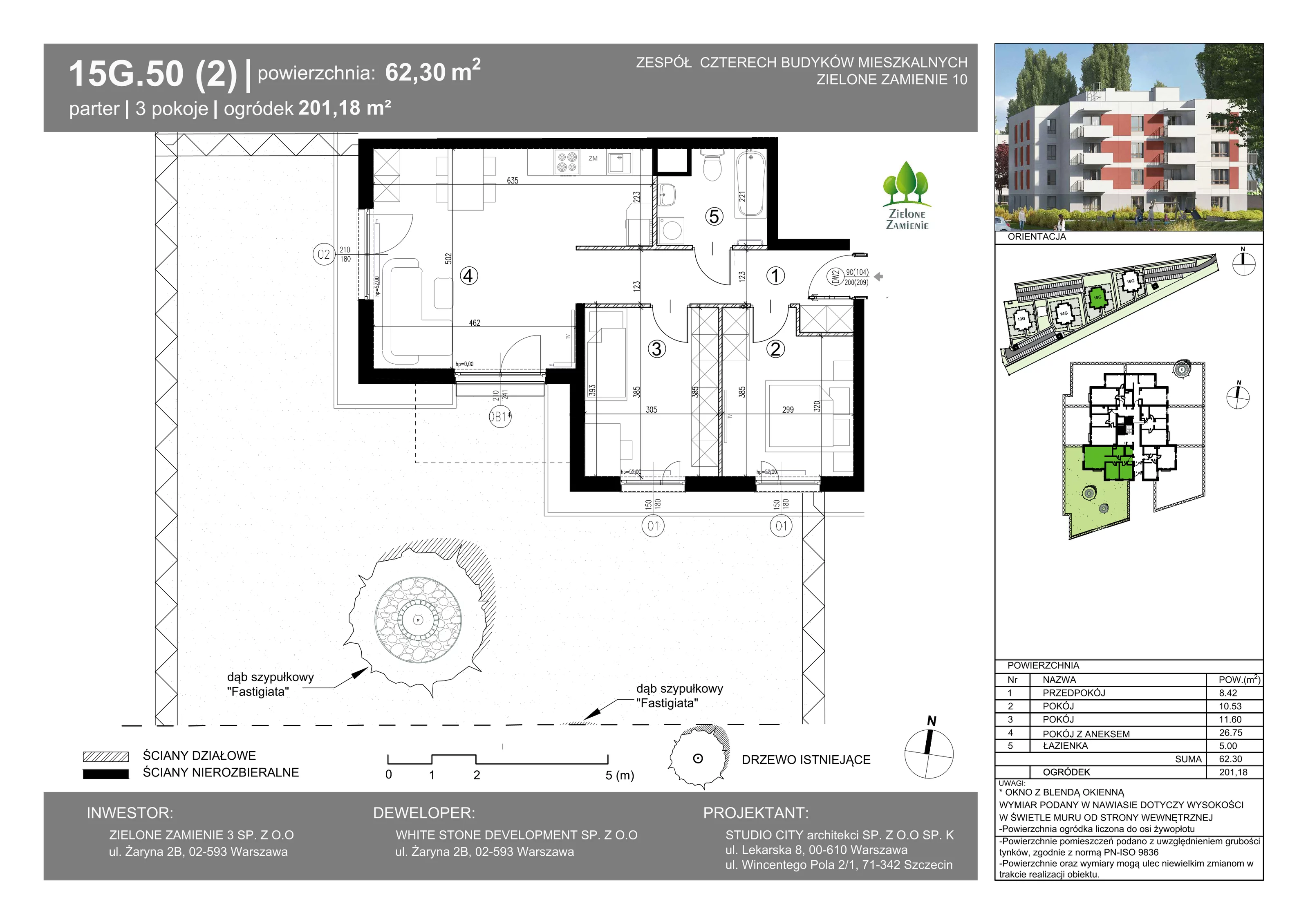 3 pokoje, mieszkanie 62,30 m², parter, oferta nr 15G.50, Zielone Zamienie X, Zamienie, ul. Czekoladowa / Herbaciana