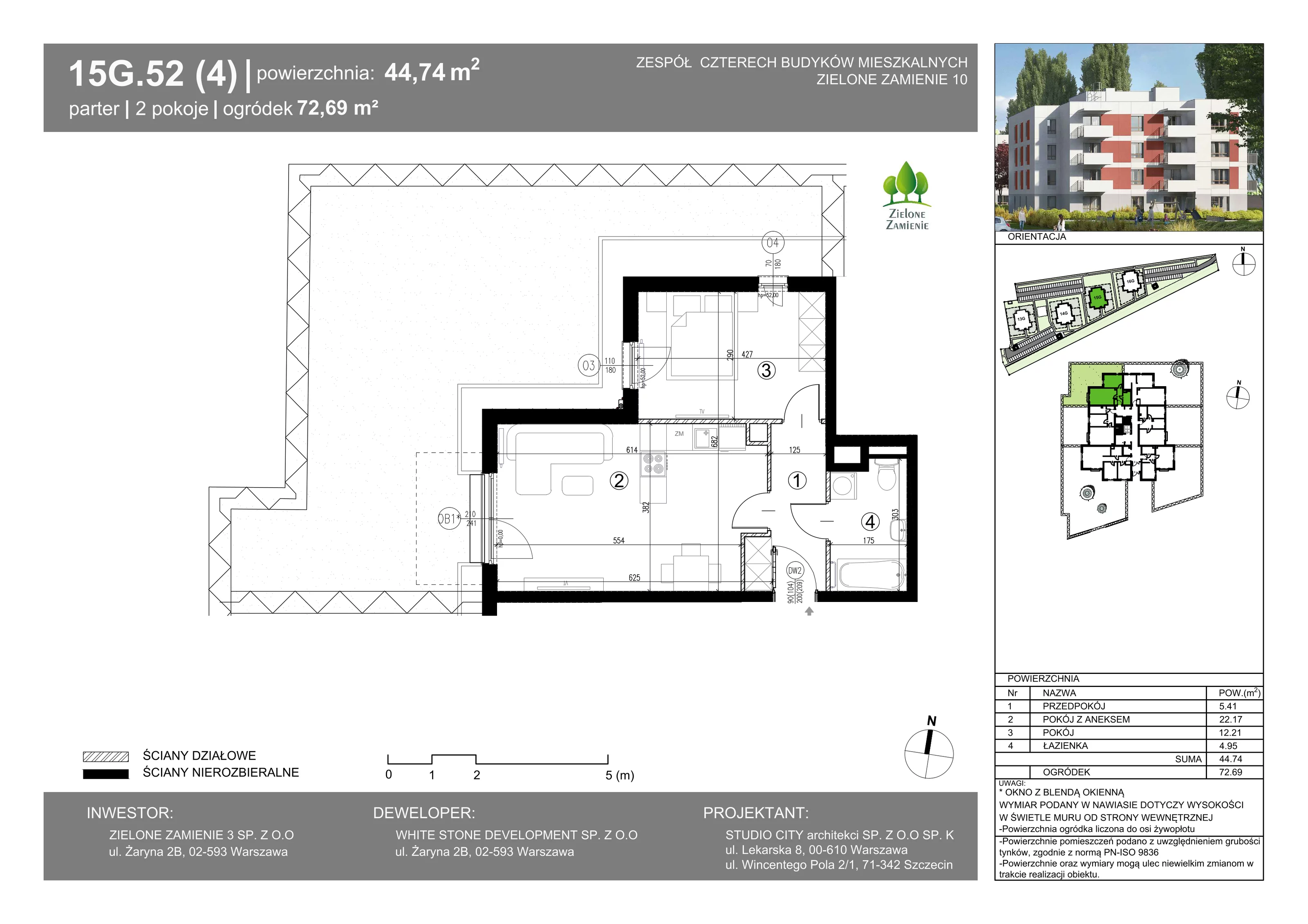 2 pokoje, mieszkanie 44,74 m², parter, oferta nr 15G.52, Zielone Zamienie X, Zamienie, ul. Czekoladowa / Herbaciana