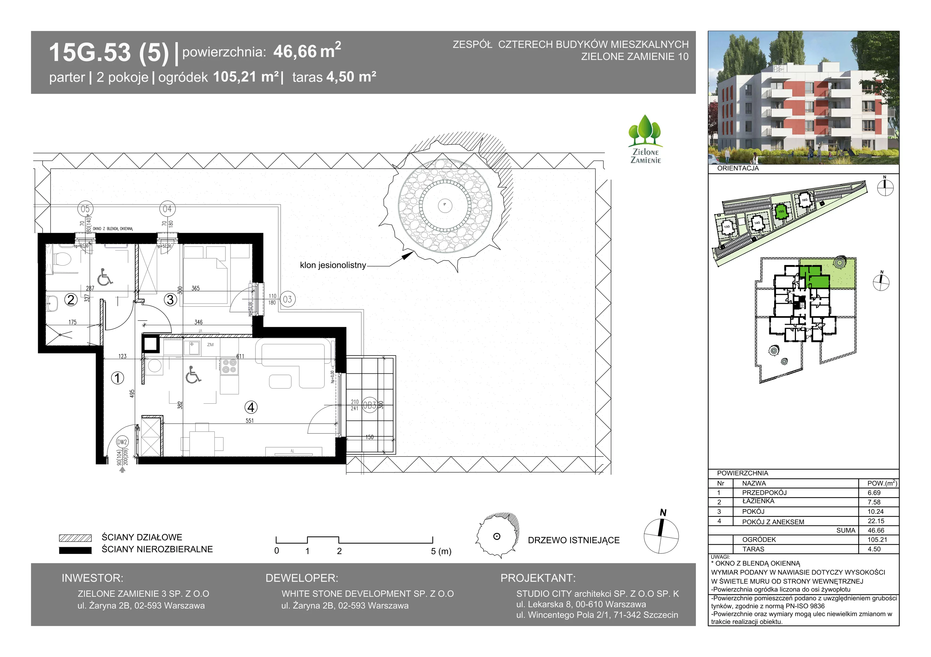 2 pokoje, mieszkanie 46,66 m², parter, oferta nr 15G.53, Zielone Zamienie X, Zamienie, ul. Czekoladowa / Herbaciana