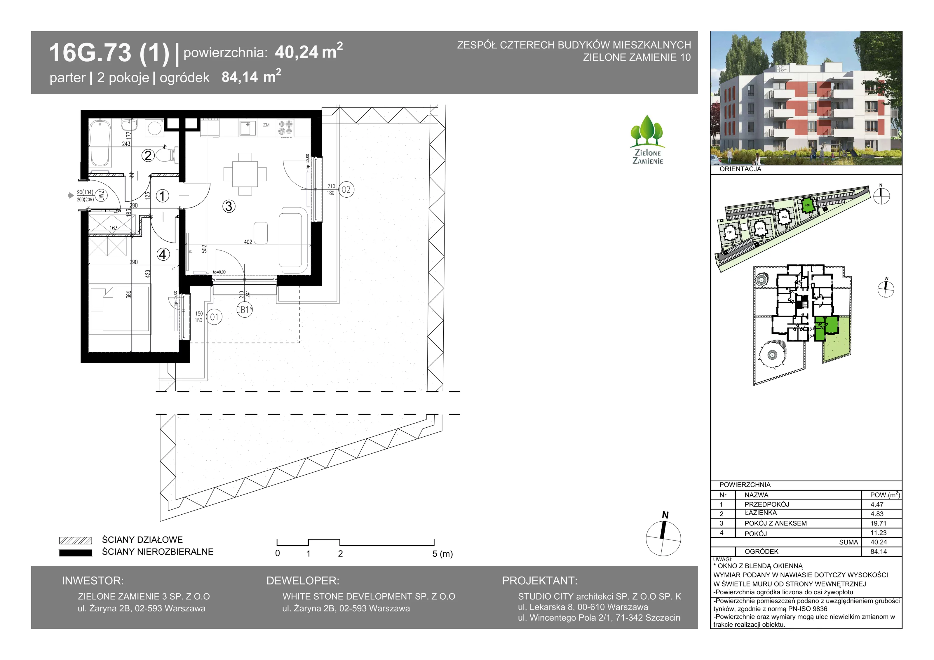 2 pokoje, mieszkanie 40,24 m², parter, oferta nr 16G.73, Zielone Zamienie X, Zamienie, ul. Czekoladowa / Herbaciana