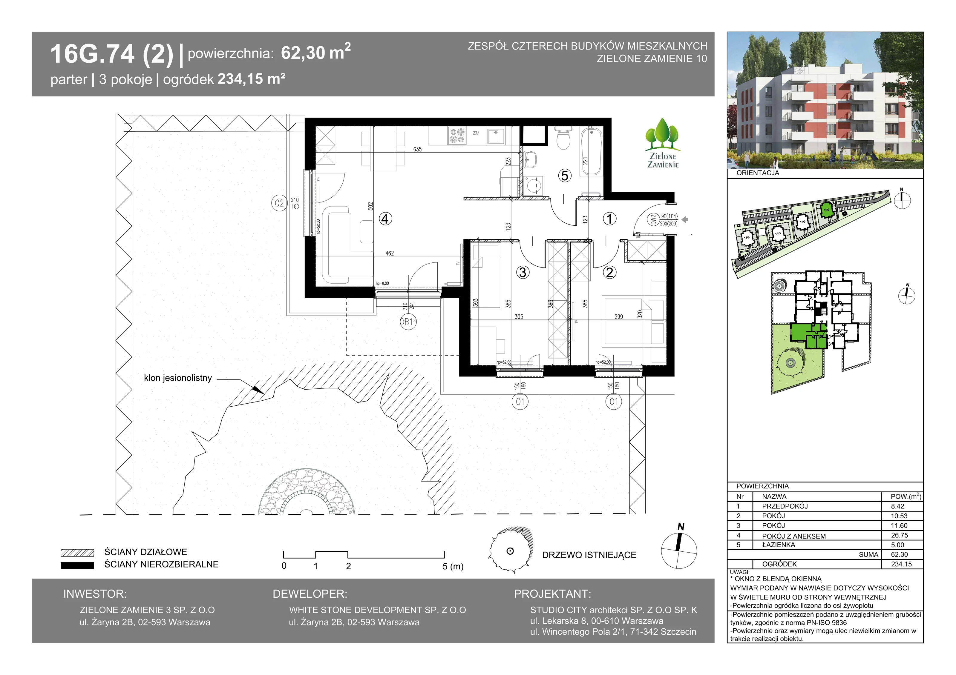3 pokoje, mieszkanie 62,30 m², parter, oferta nr 16G.74, Zielone Zamienie X, Zamienie, ul. Czekoladowa / Herbaciana