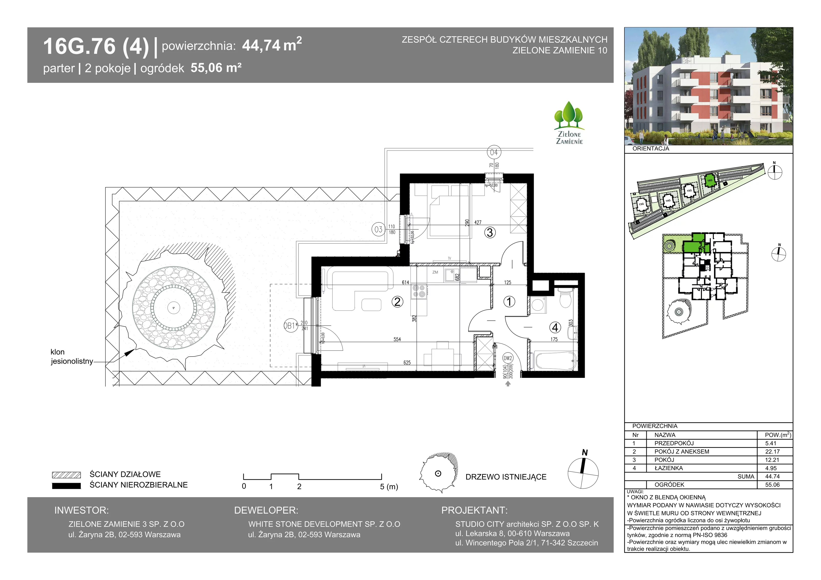 2 pokoje, mieszkanie 44,74 m², parter, oferta nr 16G.76, Zielone Zamienie X, Zamienie, ul. Czekoladowa / Herbaciana