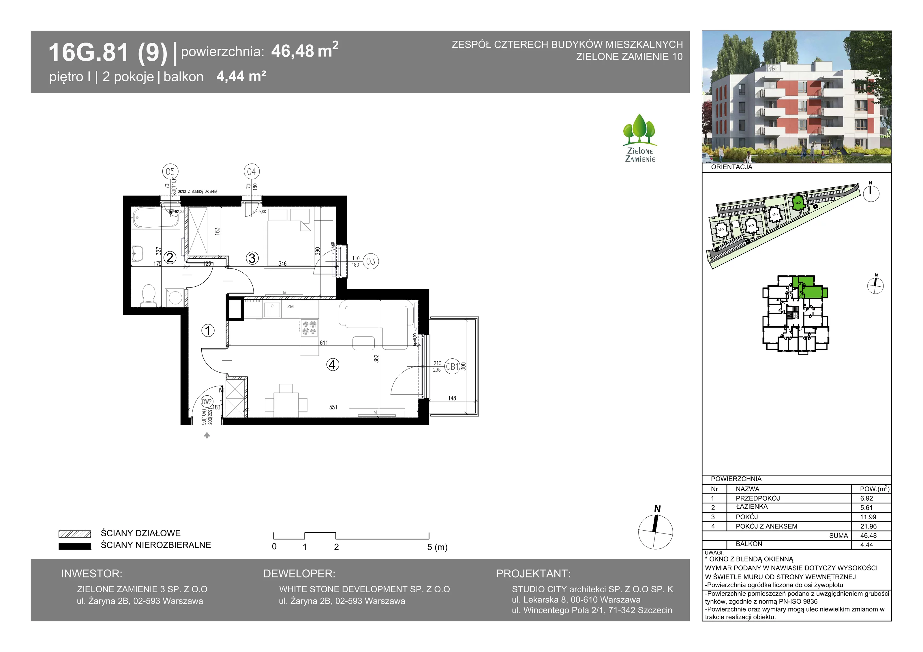 2 pokoje, mieszkanie 46,48 m², piętro 1, oferta nr 16G.81, Zielone Zamienie X, Zamienie, ul. Czekoladowa / Herbaciana