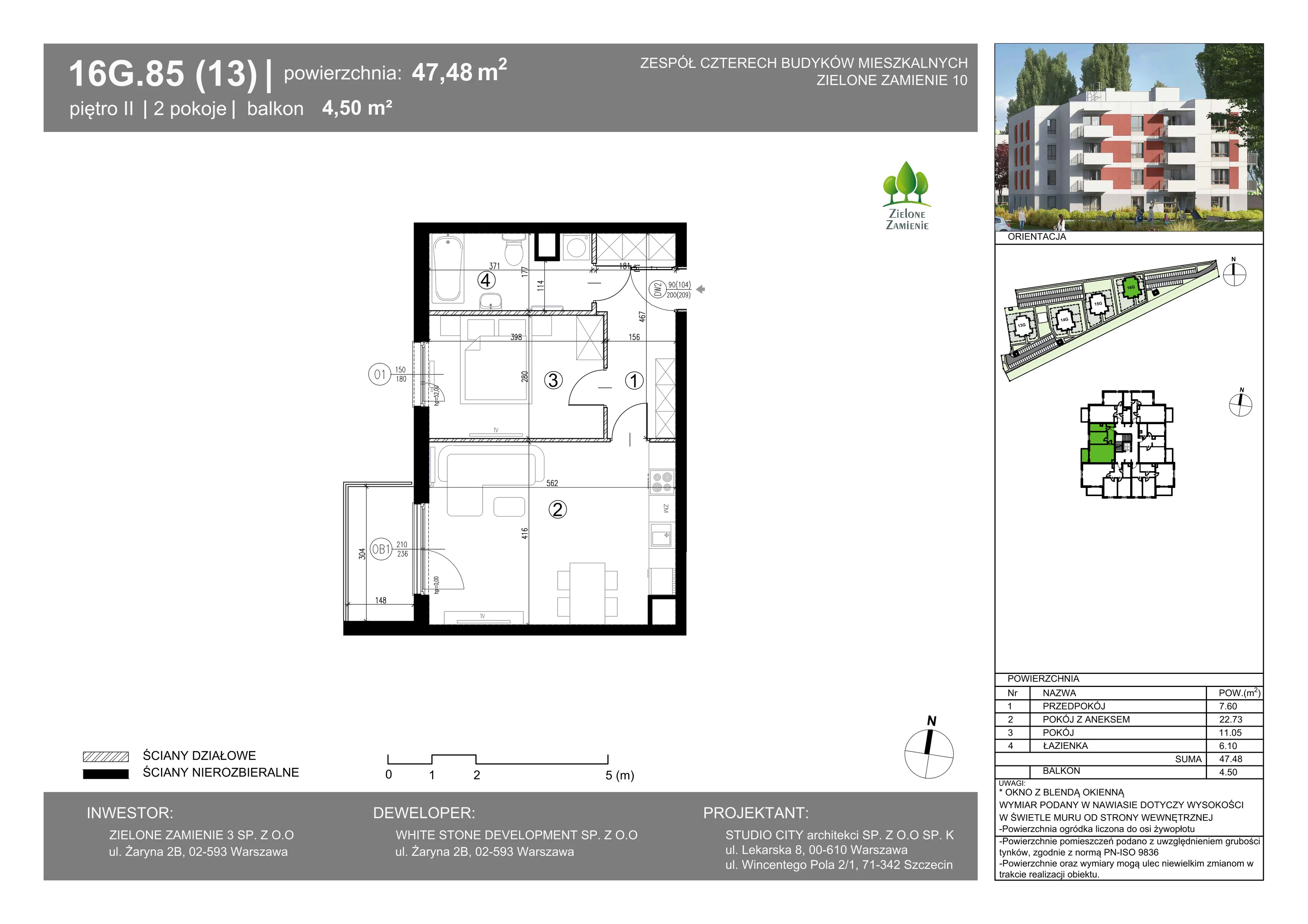 2 pokoje, mieszkanie 47,48 m², piętro 2, oferta nr 16G.85, Zielone Zamienie X, Zamienie, ul. Czekoladowa / Herbaciana